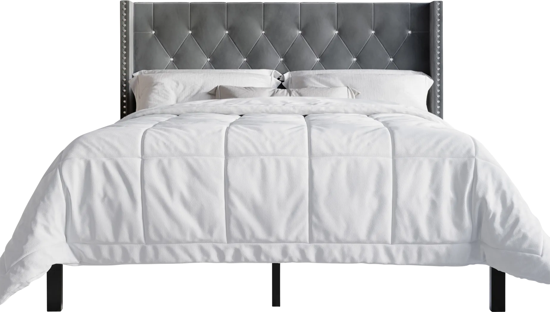 Granstreet Light Gray King Bed with 2 Nightstands - Thumbnail - Image 3