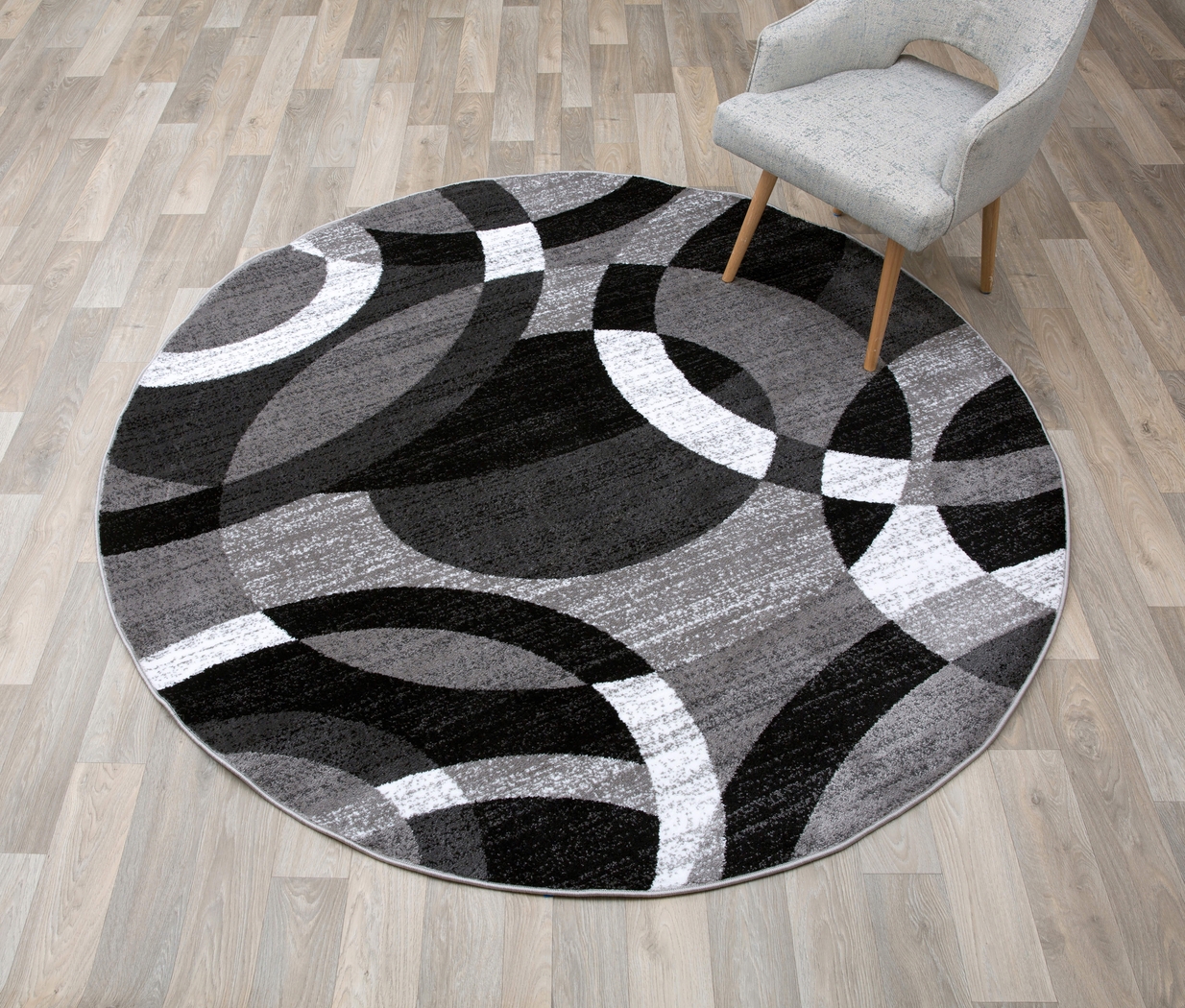 Grantley Gray 6'6 Round Rug - Thumbnail - Image 2