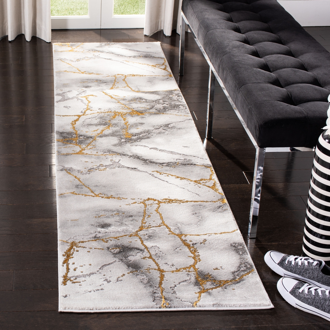 Cracked Marble Gray 2' x 8' Runner Rug - Thumbnail - Image 3