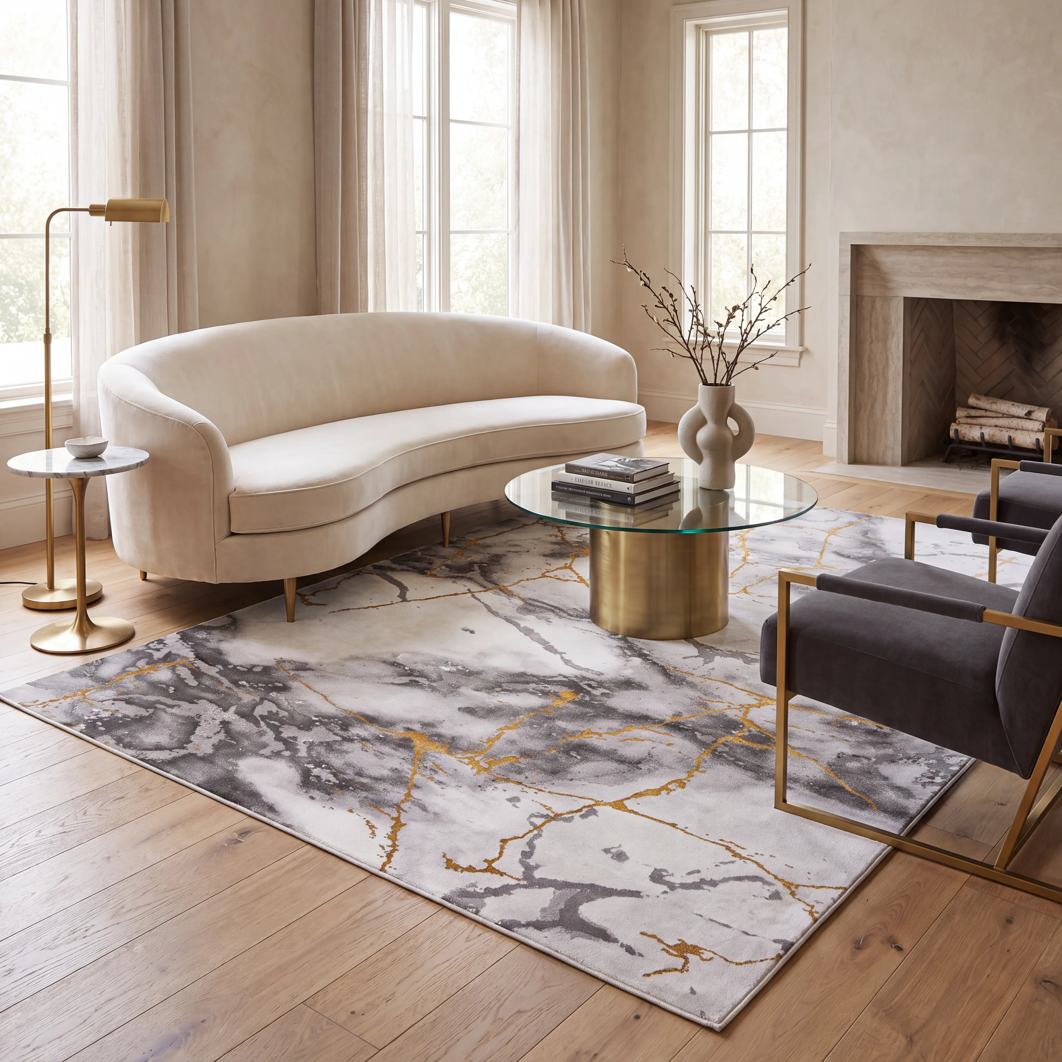 Cracked Marble Gray 8' x 10' Rug - Image 3