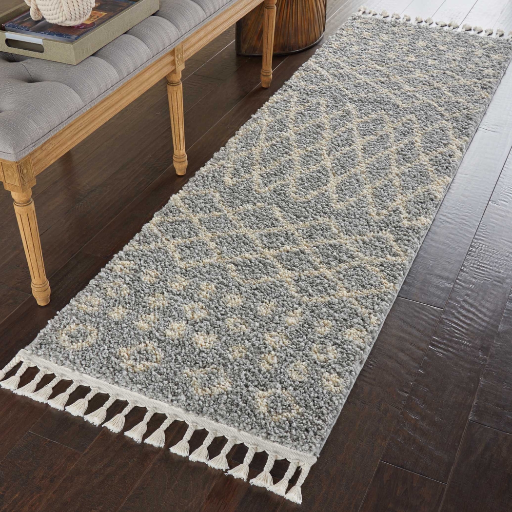 Graphic Patterns Silver 2'2 x 8'1 Runner Rug - Thumbnail - Image 4