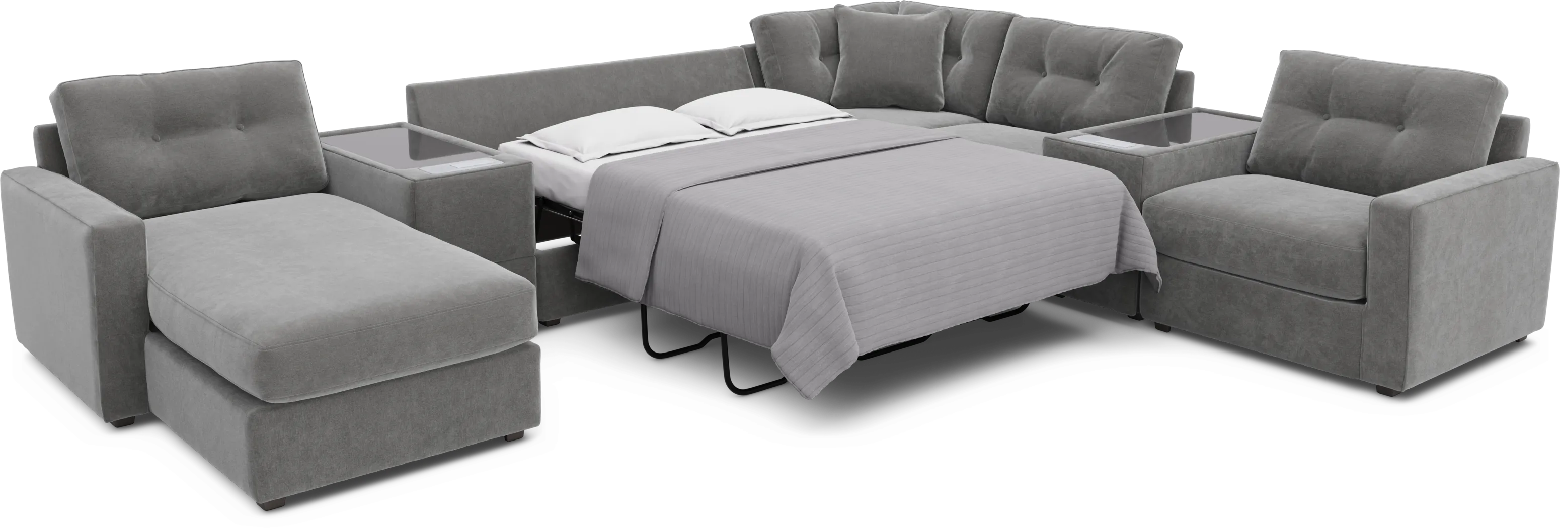 Gray 7 Pc ModularOne Gel Foam Sleeper with Media Consoles - Thumbnail - Image 2