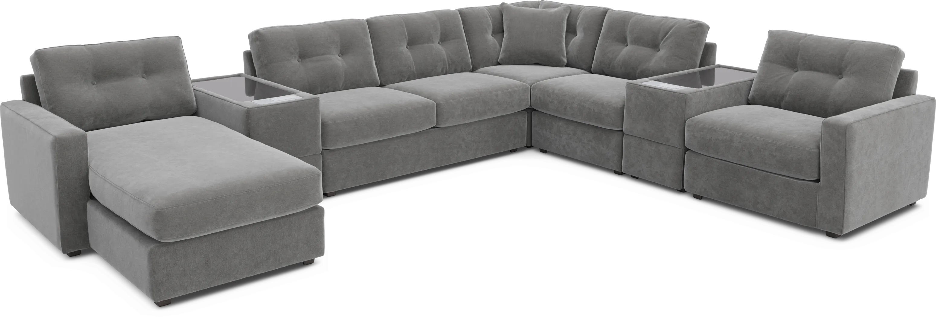 Gray 7 Pc ModularOne Gel Foam Sleeper with Media Consoles - Thumbnail - Image 1