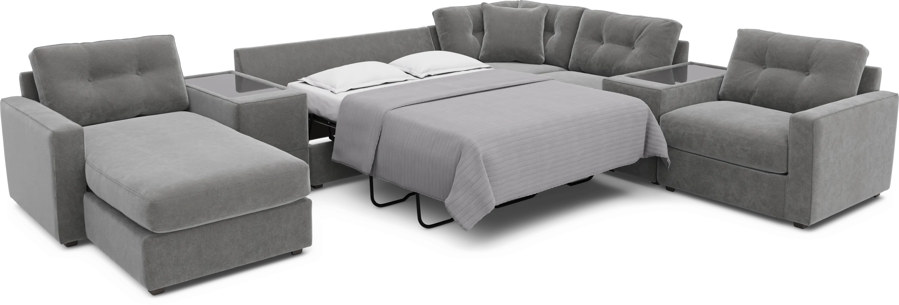 Gray 7 Pc ModularOne Gel Foam Sleeper - Thumbnail - Image 2