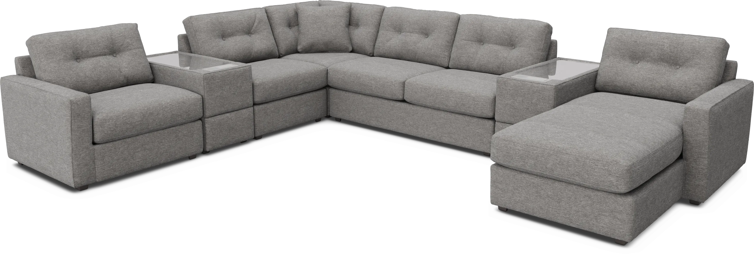 Gray 7 Pc ModularOne Sleeper with Media Consoles - Thumbnail - Image 1