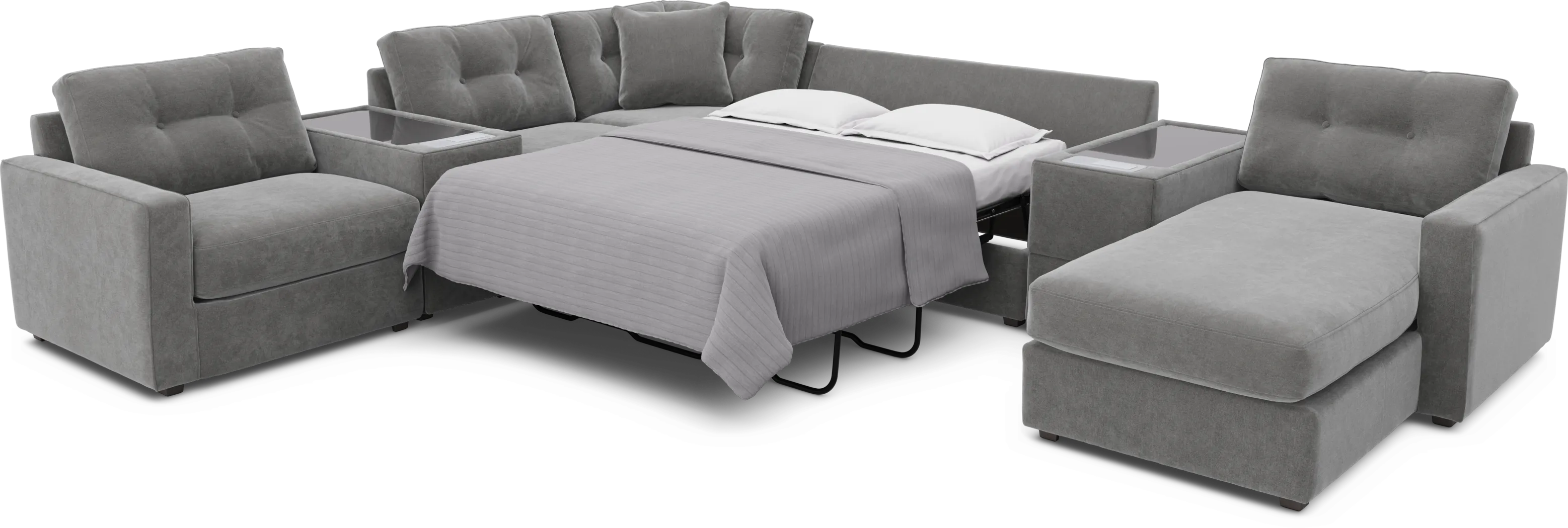 Gray 7 Pc ModularOne Sleeper with Media Consoles - Thumbnail - Image 2