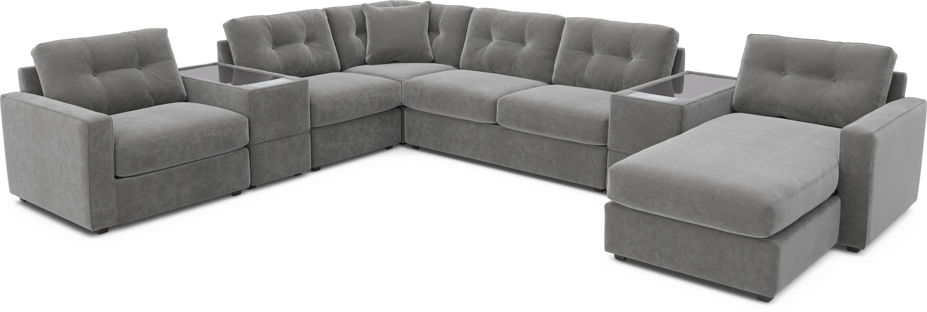Gray 7 Pc ModularOne Sleeper with Media Consoles - Thumbnail - Image 1