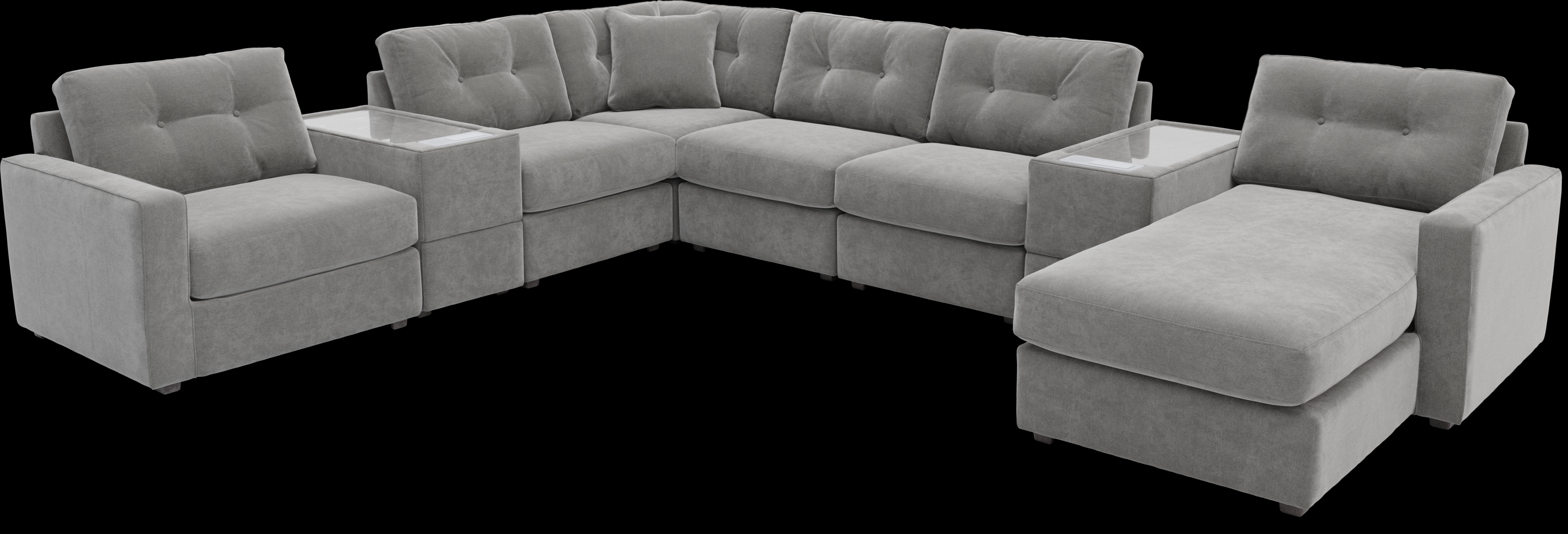 Gray 8 Pc Power Reclining ModularOne with Media Consoles - Thumbnail - Image 1