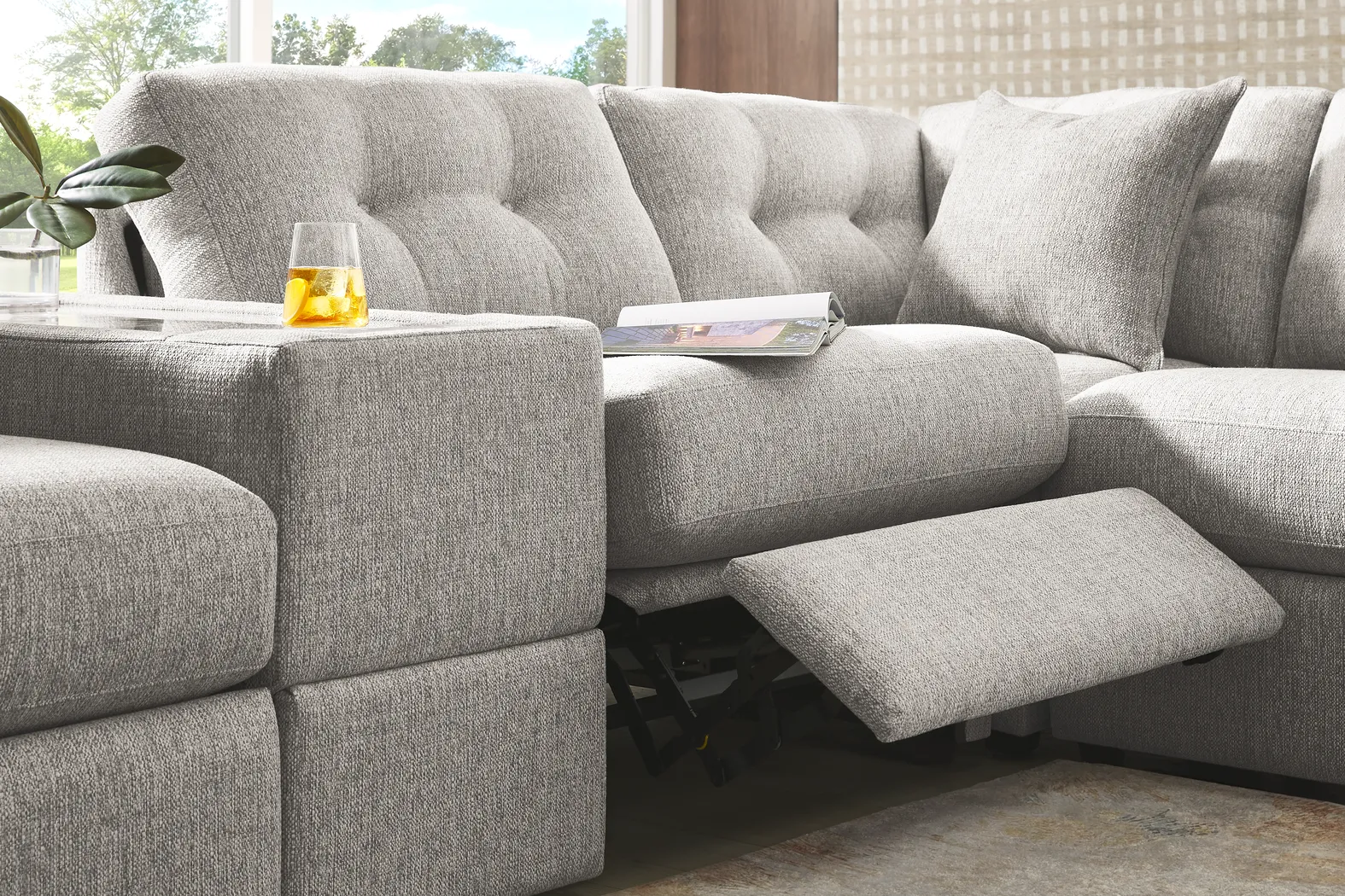 Gray 8 Pc Power Reclining ModularOne with Media Consoles - Image 9