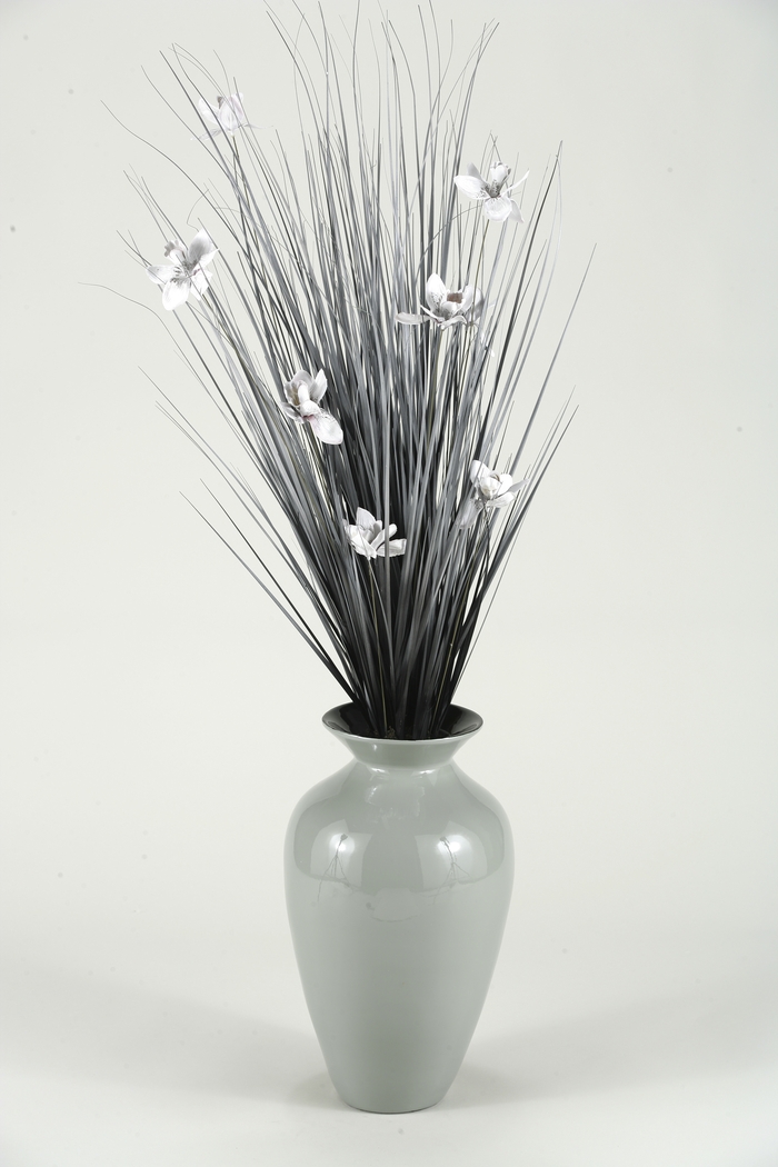 Gray Ting with Gray Blossoms in Spun Bamboo Vase - Thumbnail - Image 1