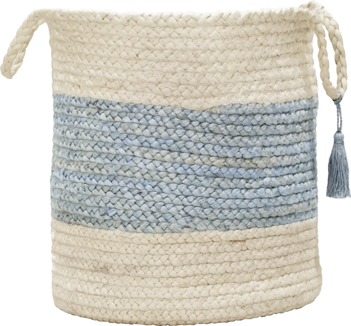 Grebella White/Light Blue 17 in. Basket - Thumbnail - Image 1