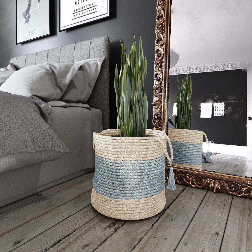 Grebella White/Light Blue 19 in. Basket - Thumbnail - Image 2