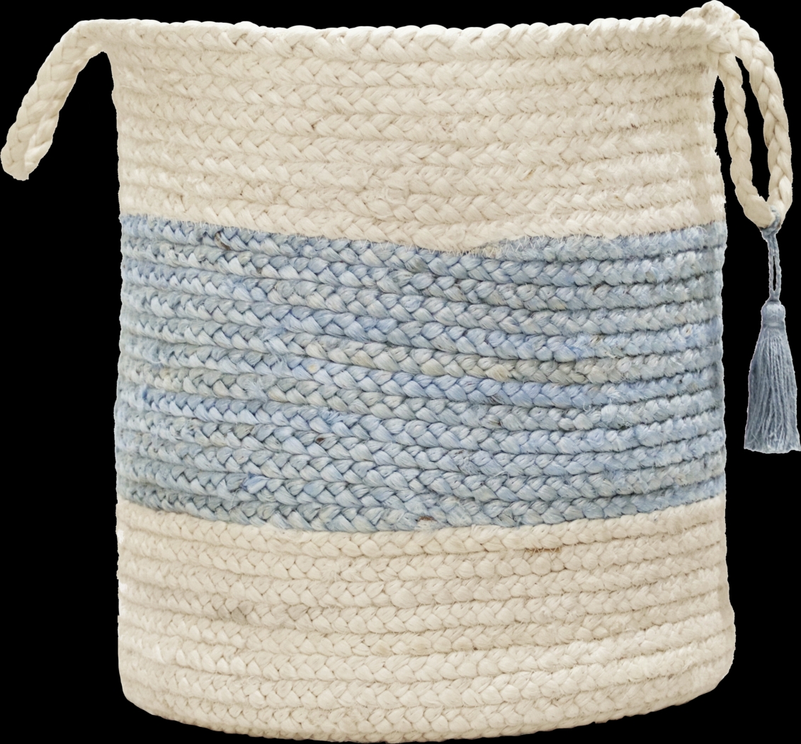 Grebella White/Light Blue 19 in. Basket - Thumbnail - Image 1