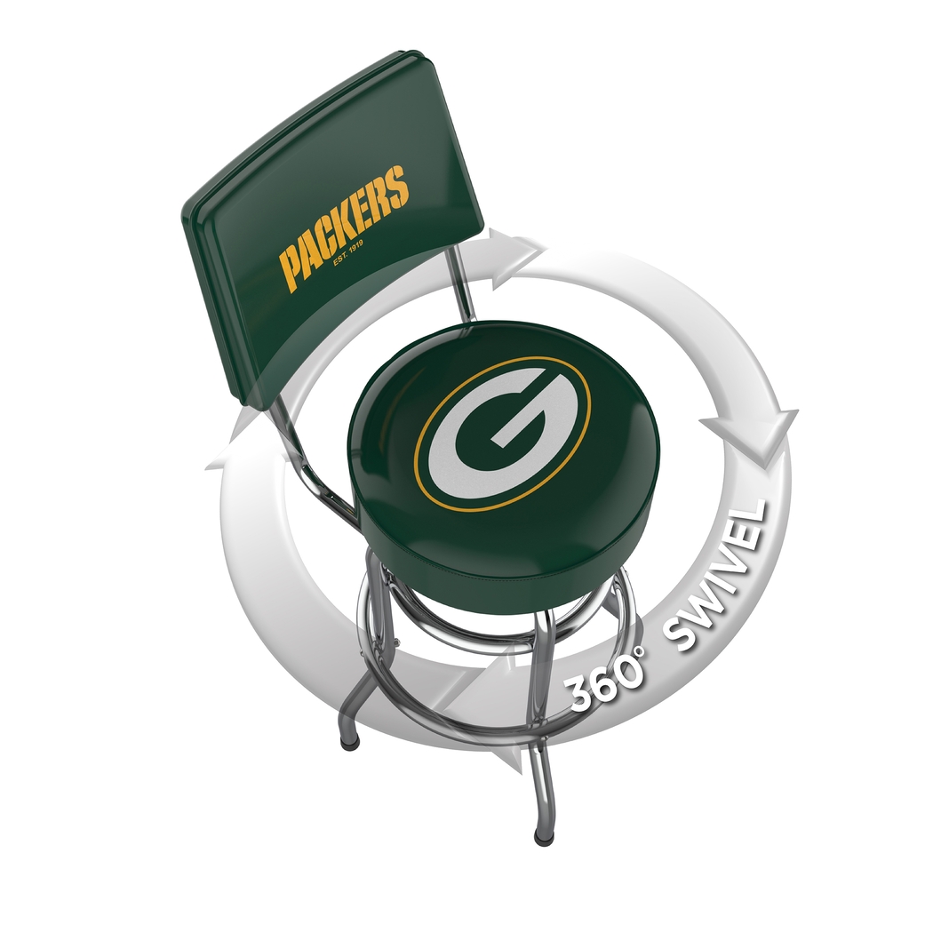 Green Bay Packers Swivel Barstool with Back - Thumbnail - Image 3