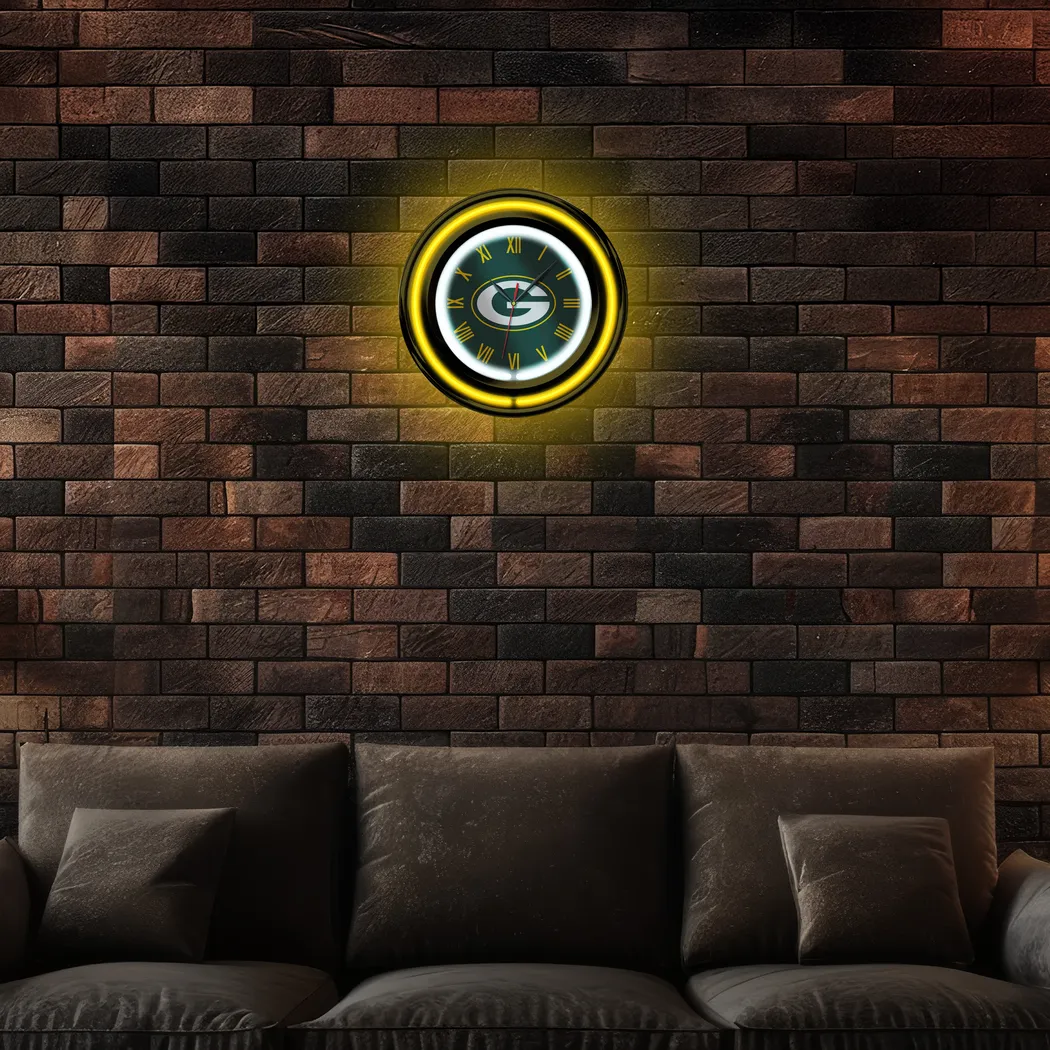 Green Bay Packers Neon Wall Clock - Thumbnail - Image 2