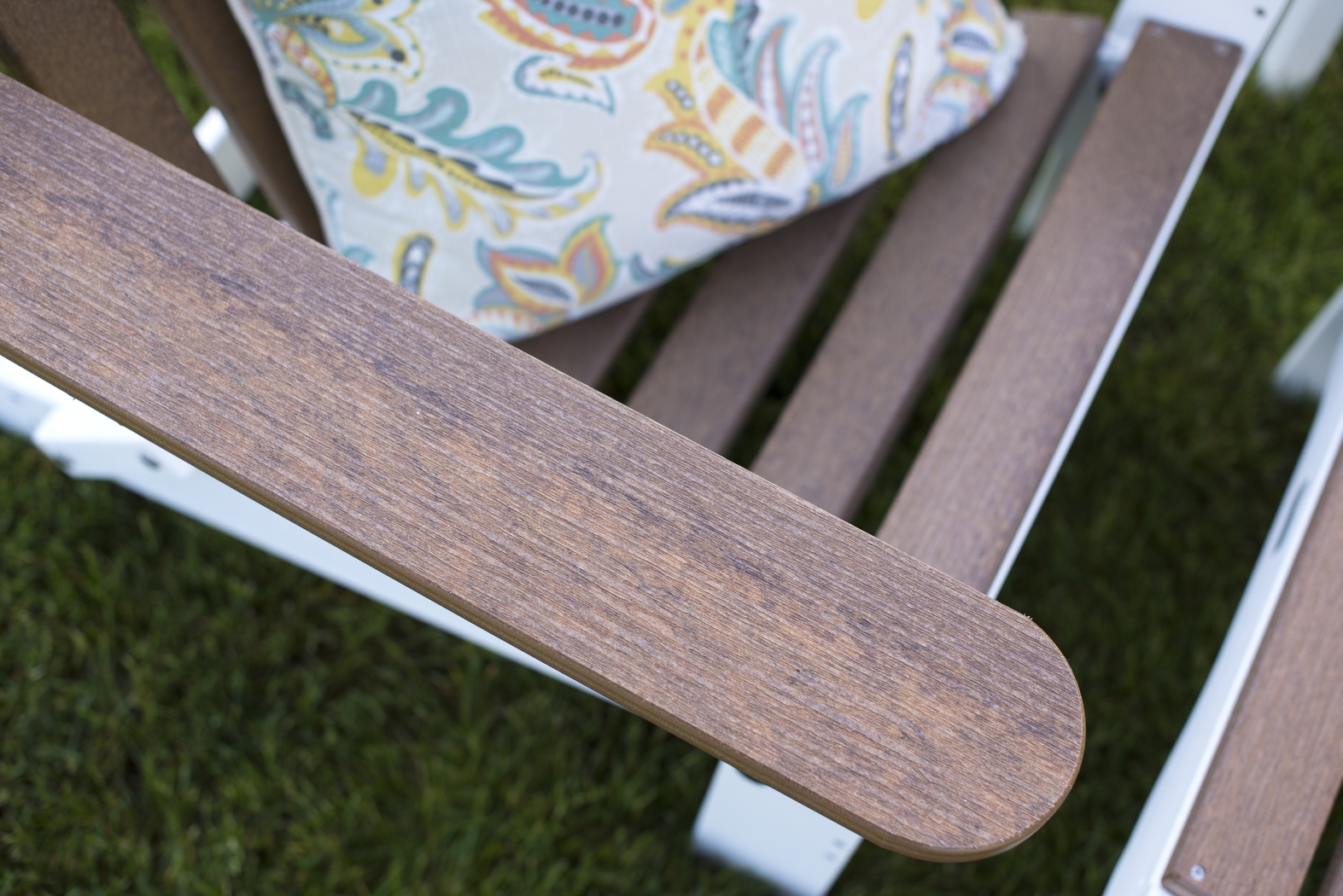 Greenport Natural White and Mocha Outdoor Adirondack Chair - Thumbnail - Image 2