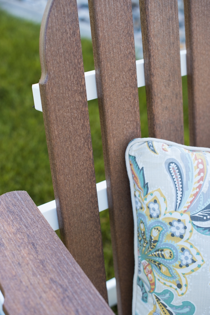 Greenport Natural White and Mocha Outdoor Adirondack Chair - Thumbnail - Image 3