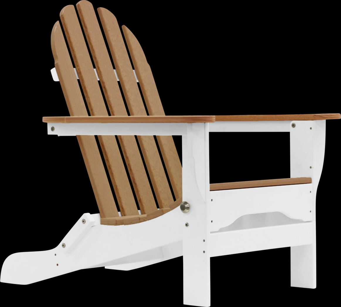 Greenport Natural White and Mocha Outdoor Adirondack Chair - Thumbnail - Image 1