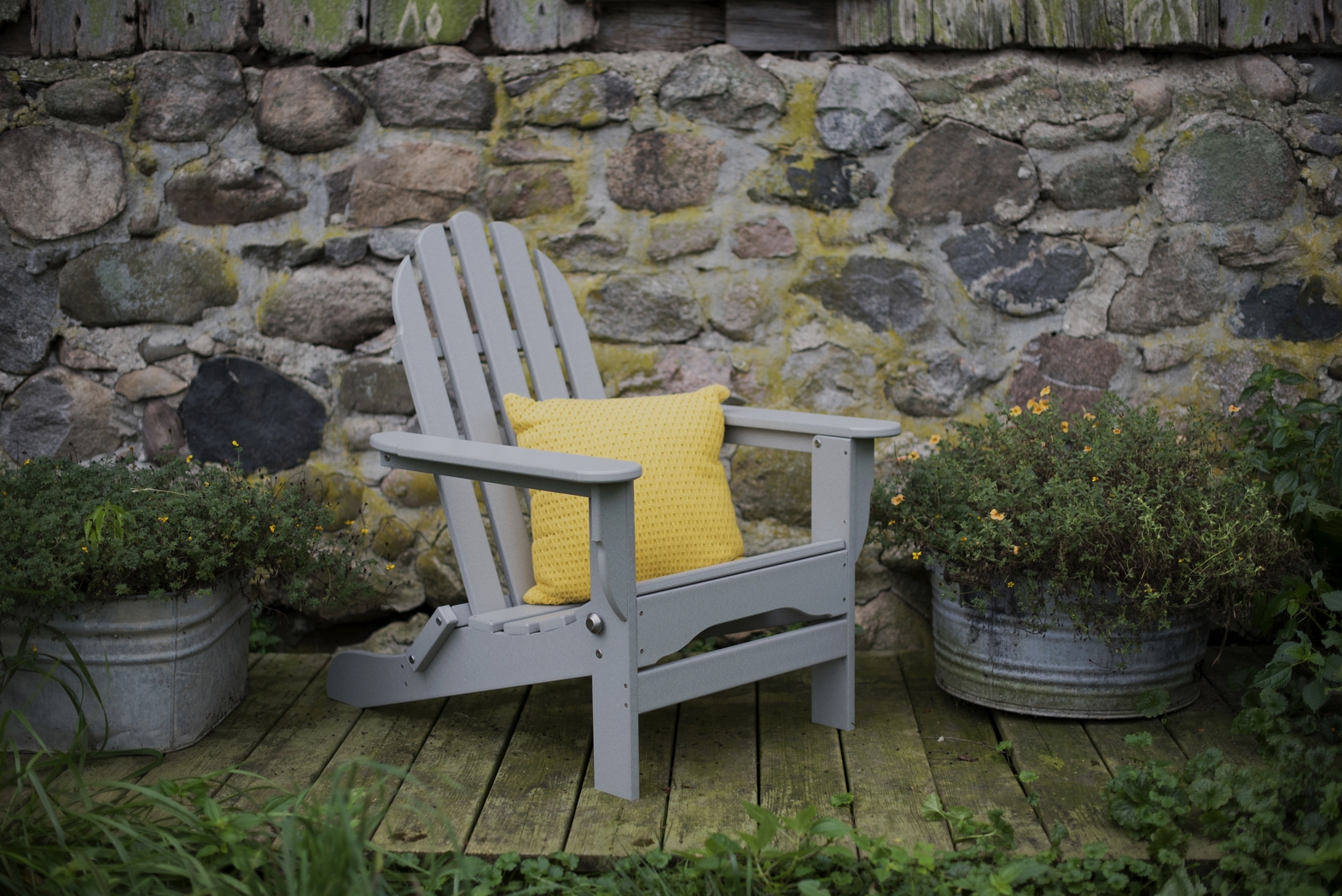 Greenport Traditional Light Gray Outdoor Adirondack Chair - Thumbnail - Image 2