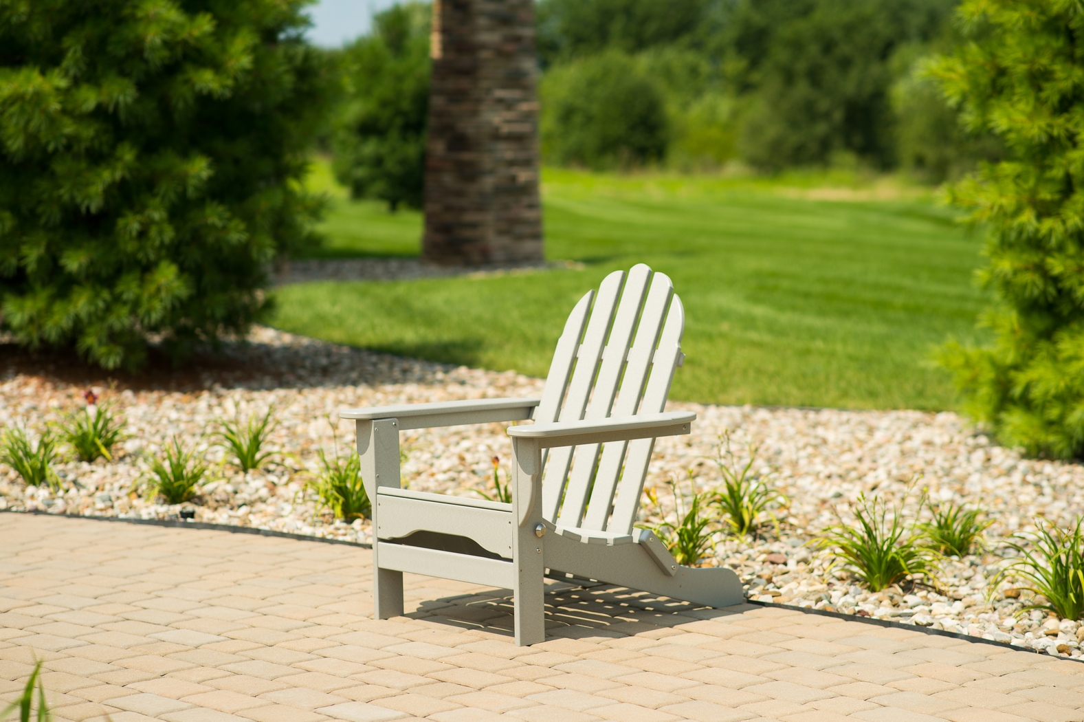 Greenport Traditional Light Gray Outdoor Adirondack Chair - Thumbnail - Image 10