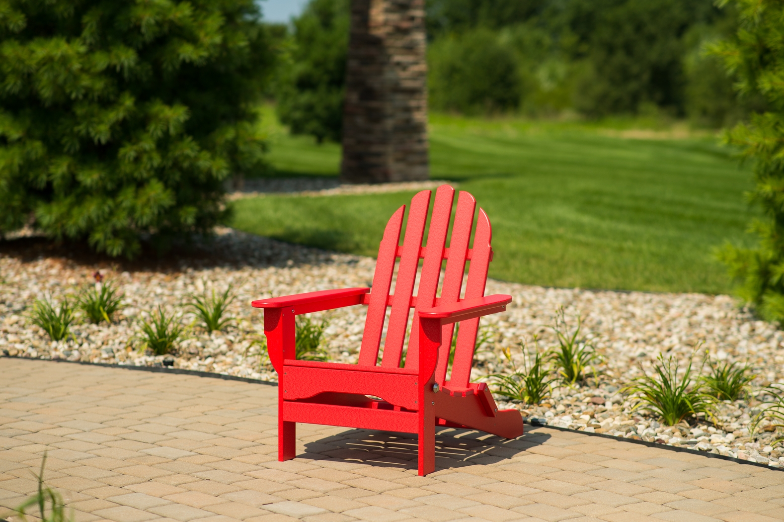 Greenport Vibrant Red Outdoor Adirondack Chair - Thumbnail - Image 8