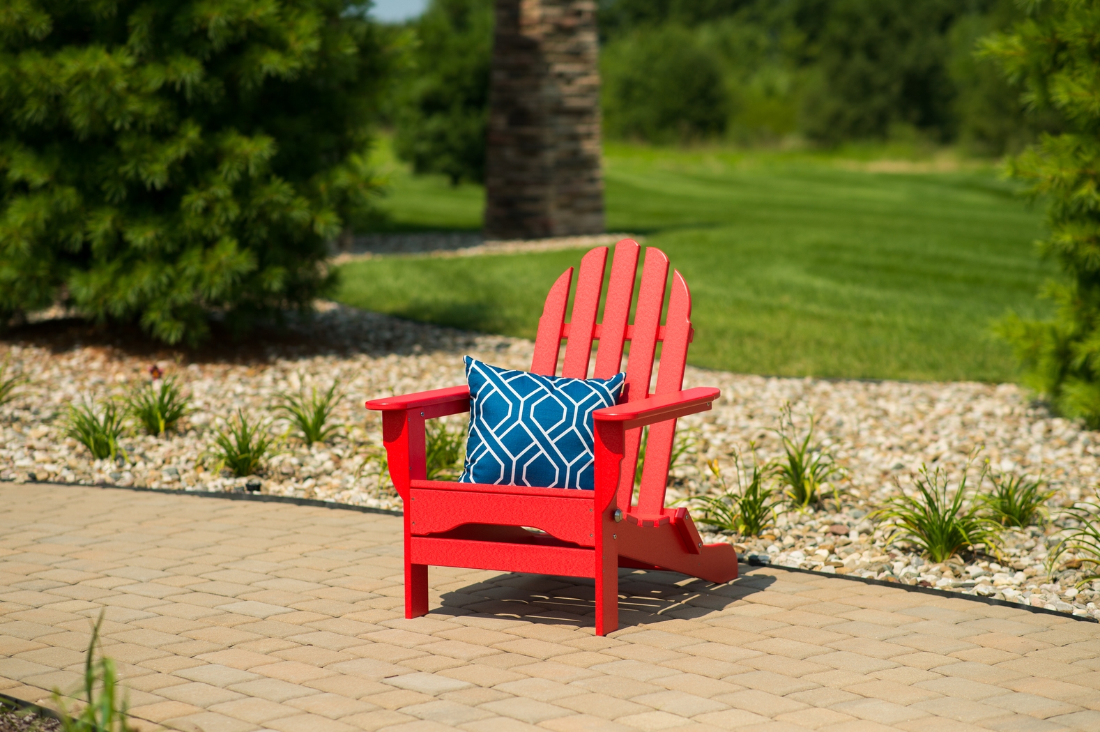 Greenport Vibrant Red Outdoor Adirondack Chair - Thumbnail - Image 9