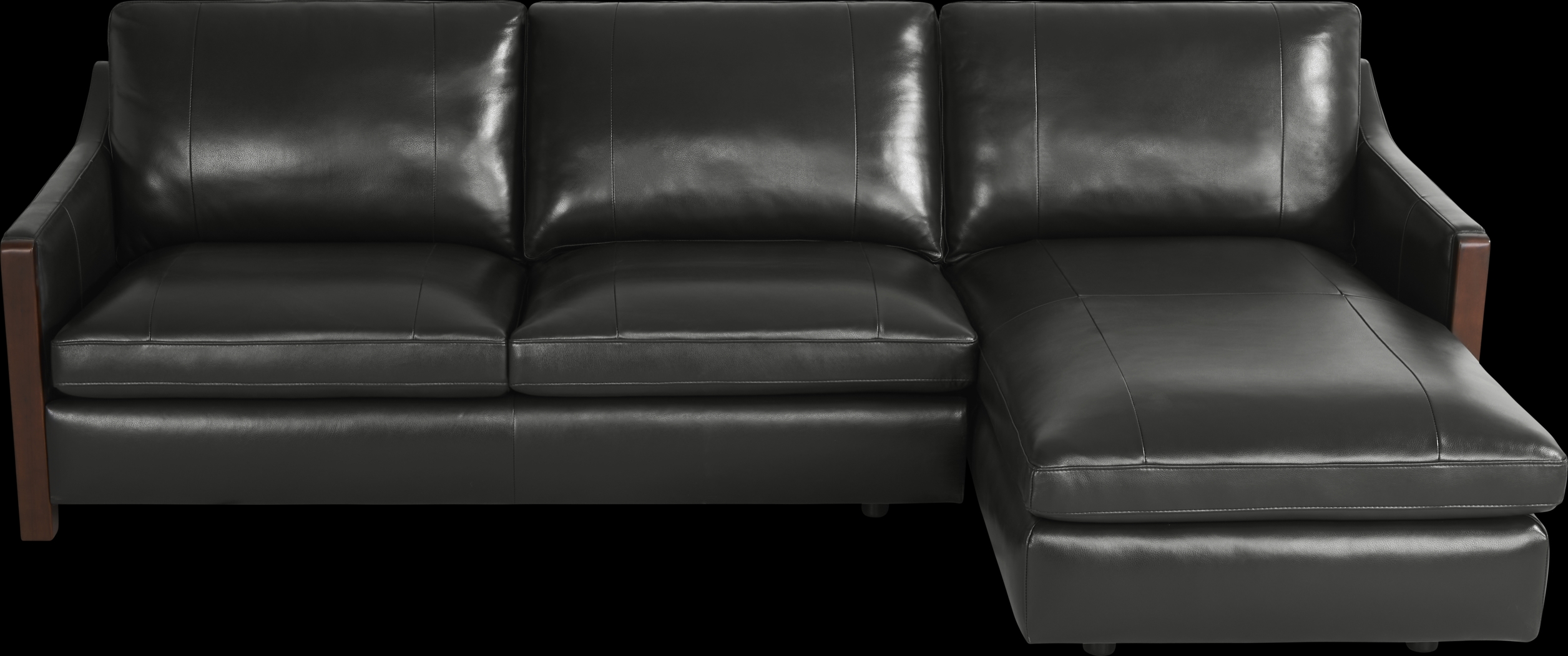 Greenwich Loft Black Leather 2 Pc Sectional - Thumbnail - Image 3