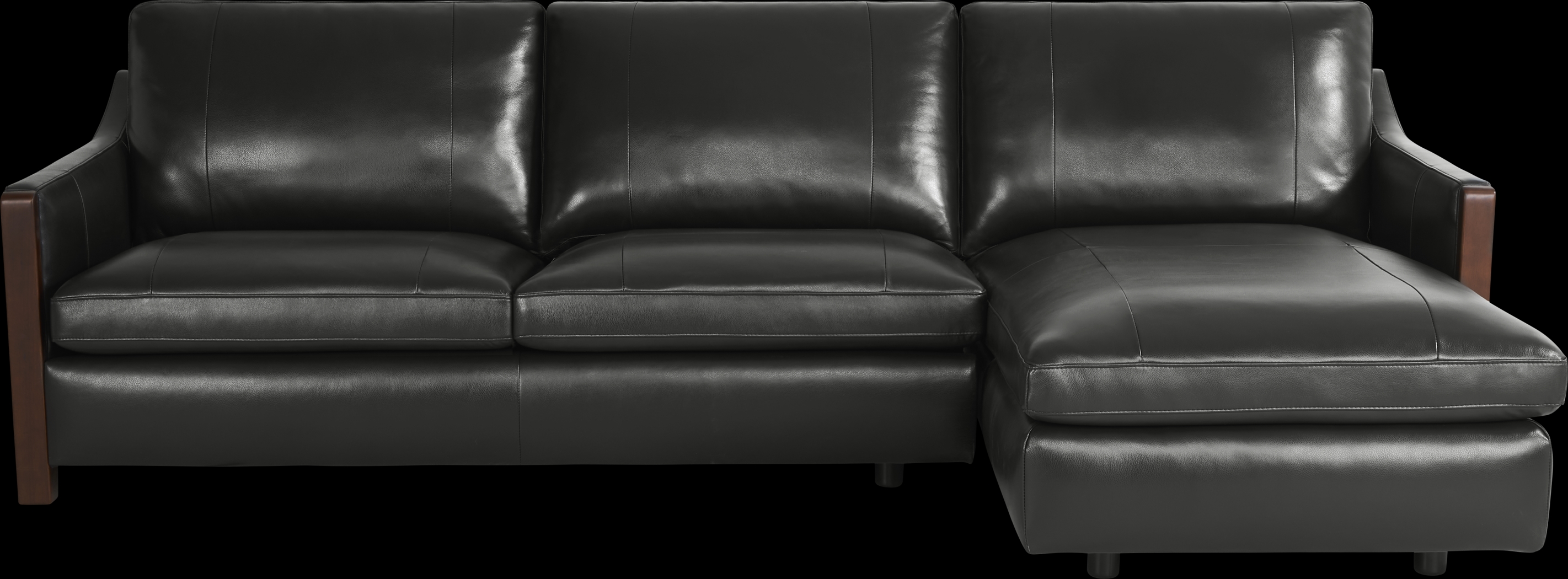 Greenwich Loft Black Leather 2 Pc Sectional - Thumbnail - Image 1