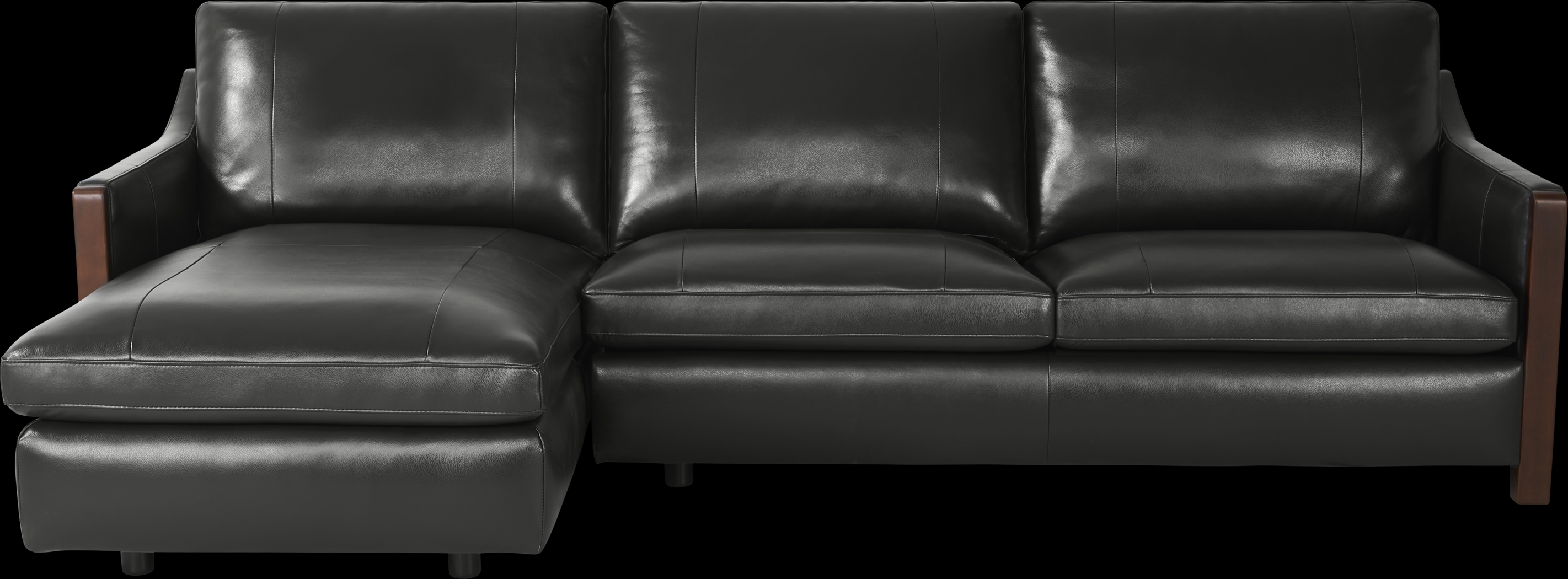 Greenwich Loft Black Leather 2 Pc Sectional - Thumbnail - Image 3