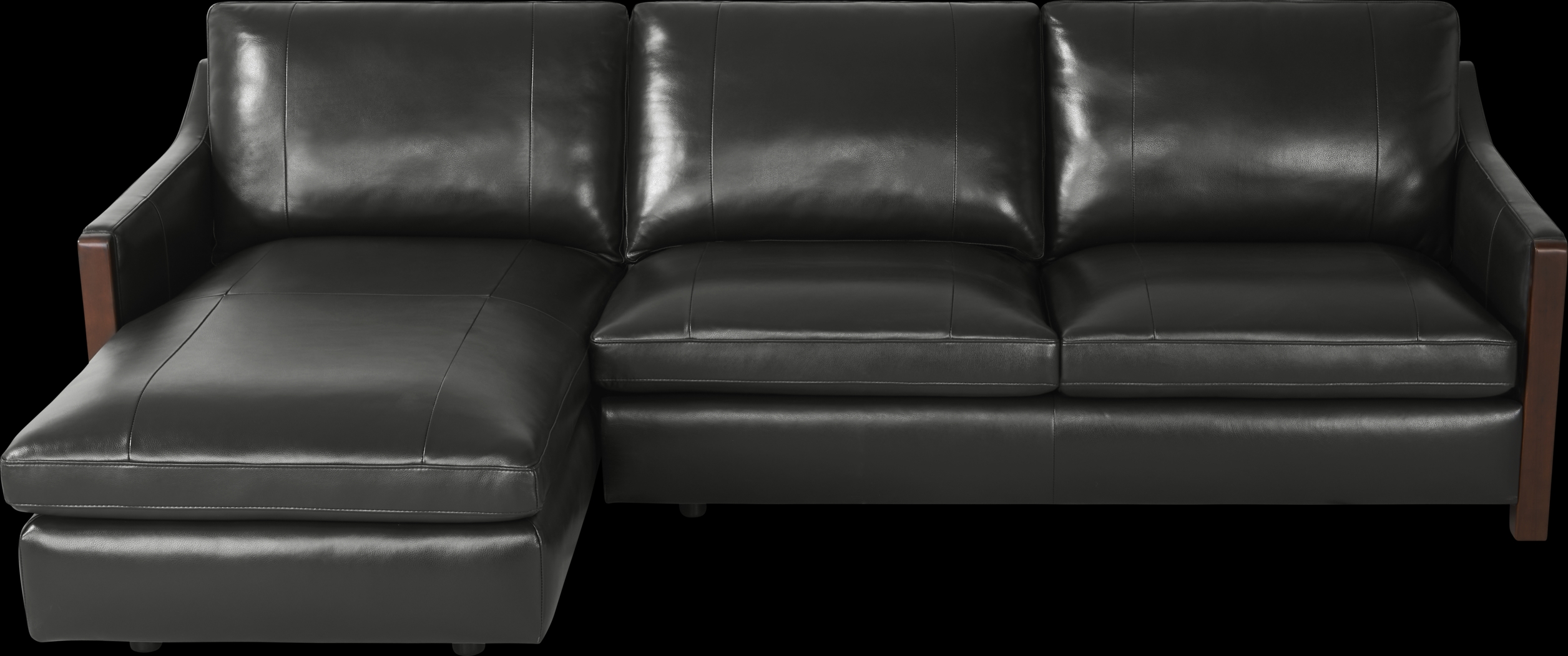 Greenwich Loft Black Leather 2 Pc Sectional - Thumbnail - Image 1