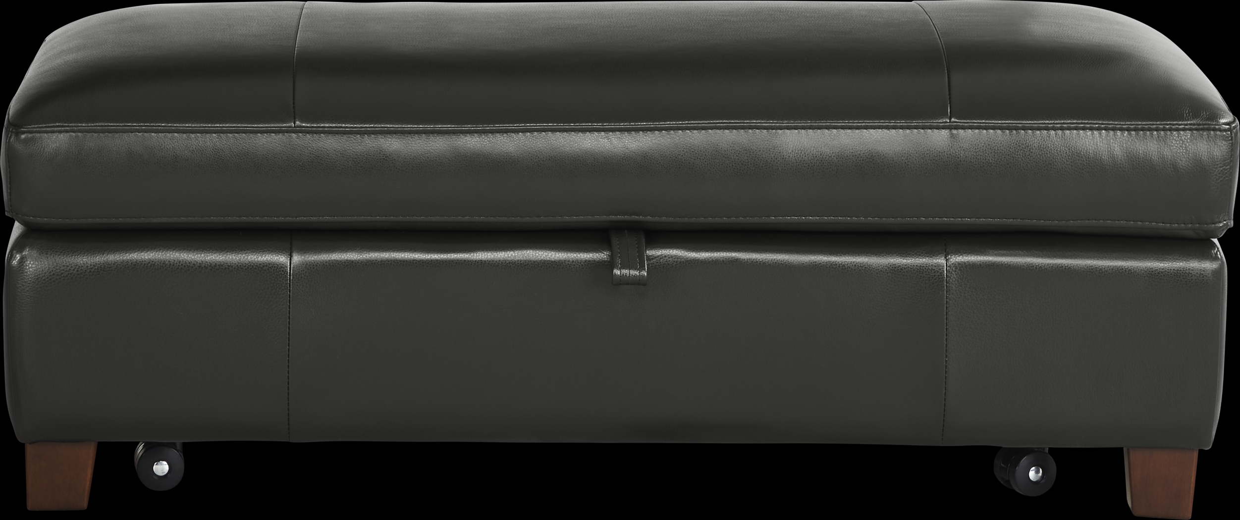 Greenwich Loft Black Leather Storage Ottoman - Thumbnail - Image 2