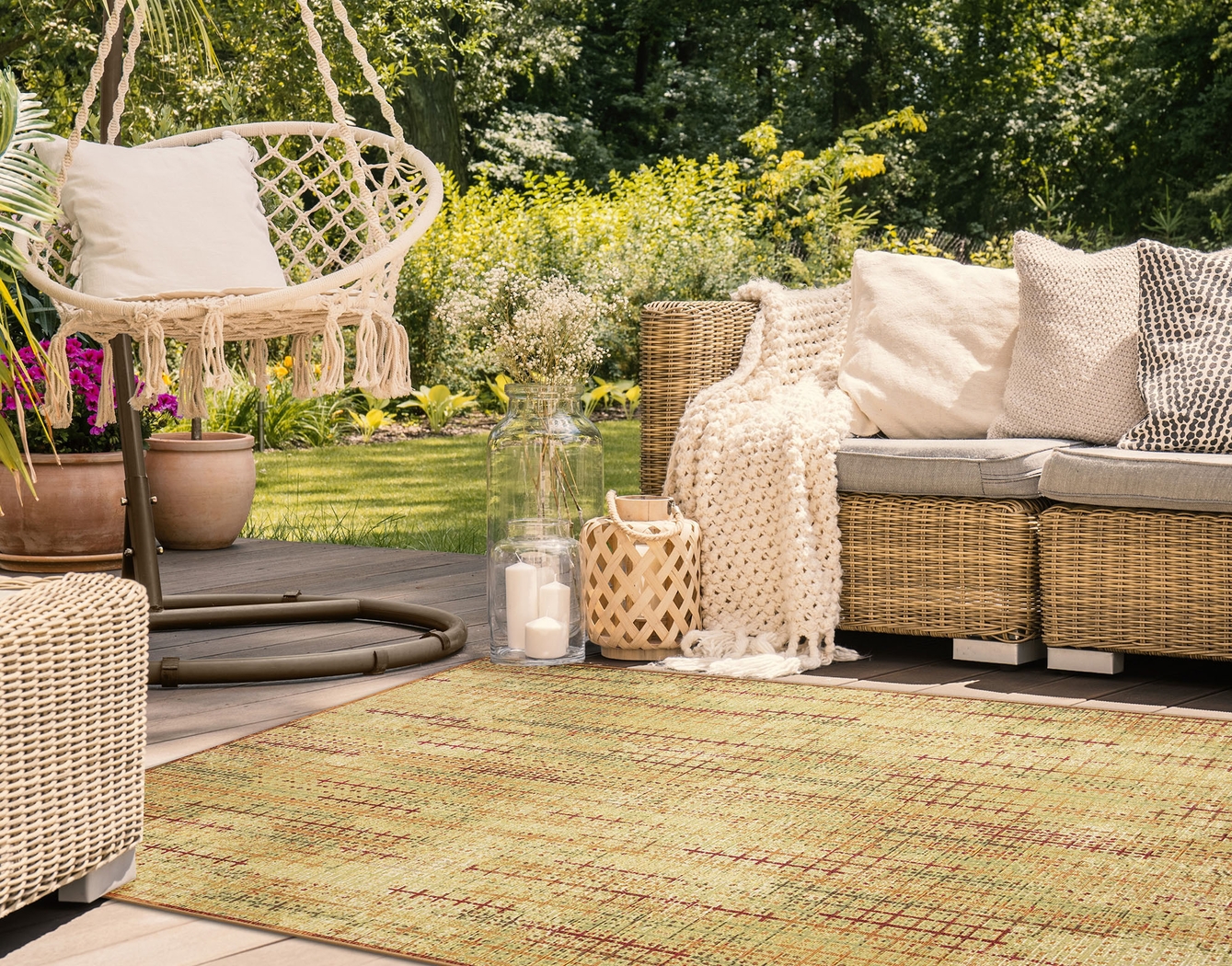 Greeta Gold 4'10 x 7'6 Indoor/Outdoor Rug - Thumbnail - Image 2