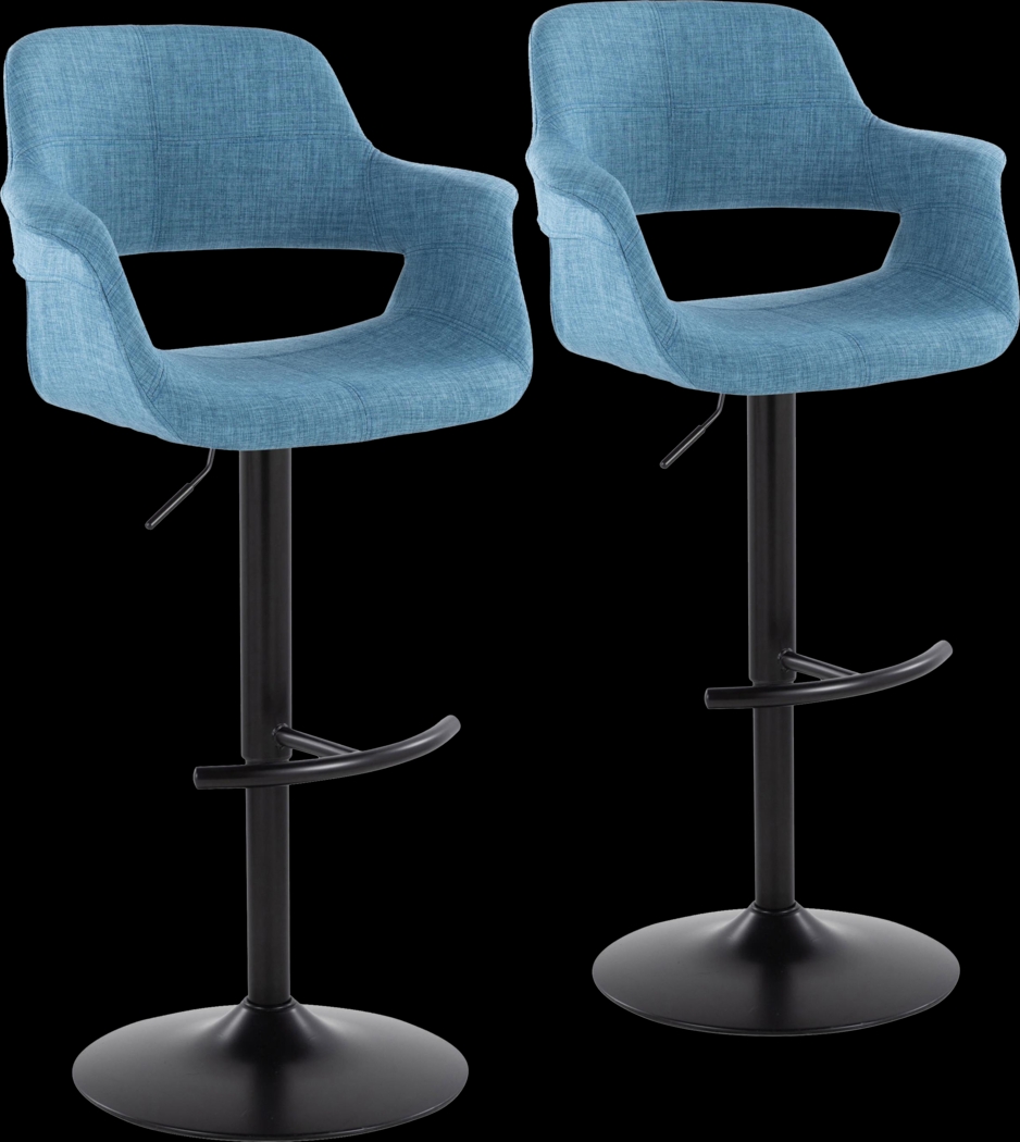 Greinwich I Blue Adjustable Barstool, Set of 2 - Thumbnail - Image 1