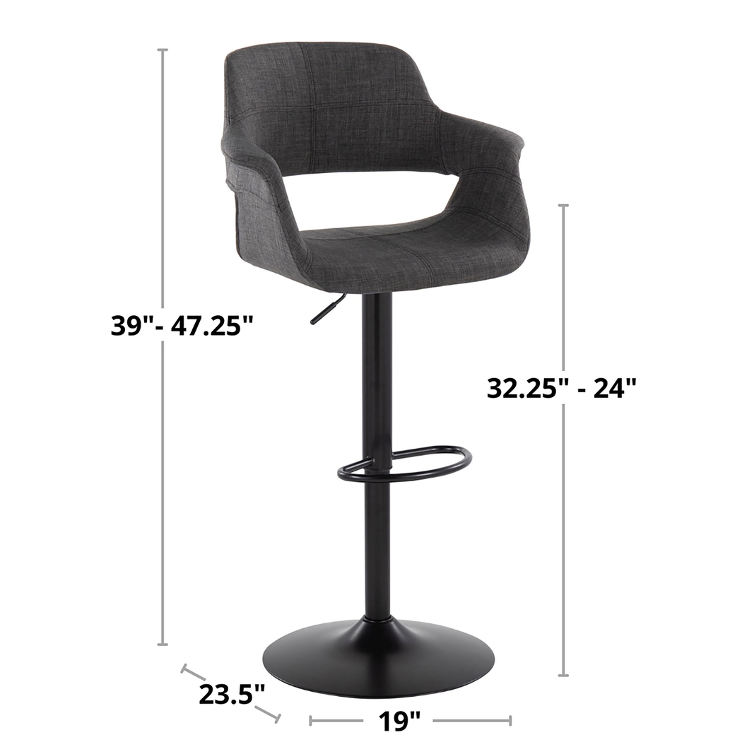 Greinwich I Charcoal Adjustable Barstool, Set of 2 - Thumbnail - Image 8