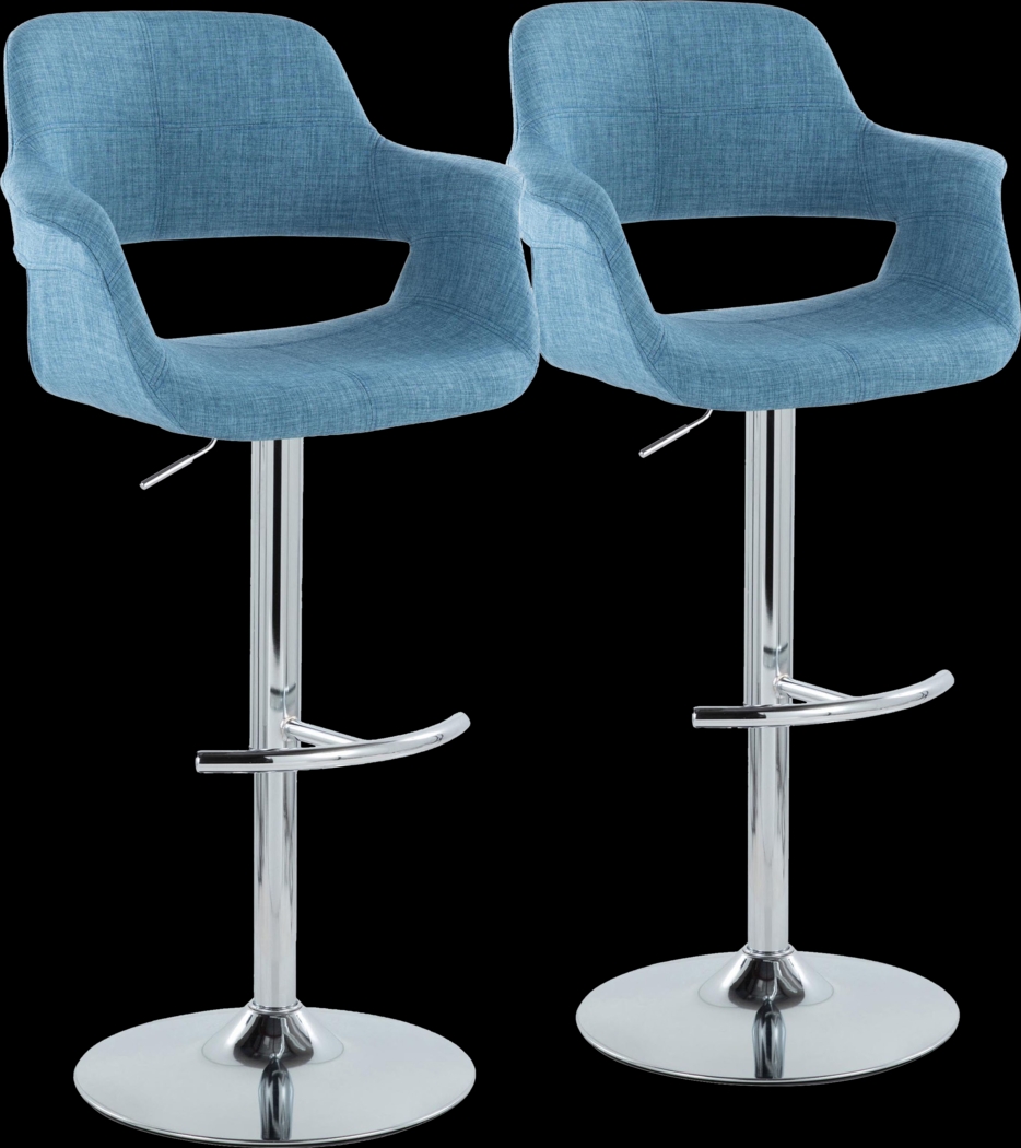Greinwich II Blue Adjustable Barstool, Set of 2 - Thumbnail - Image 1