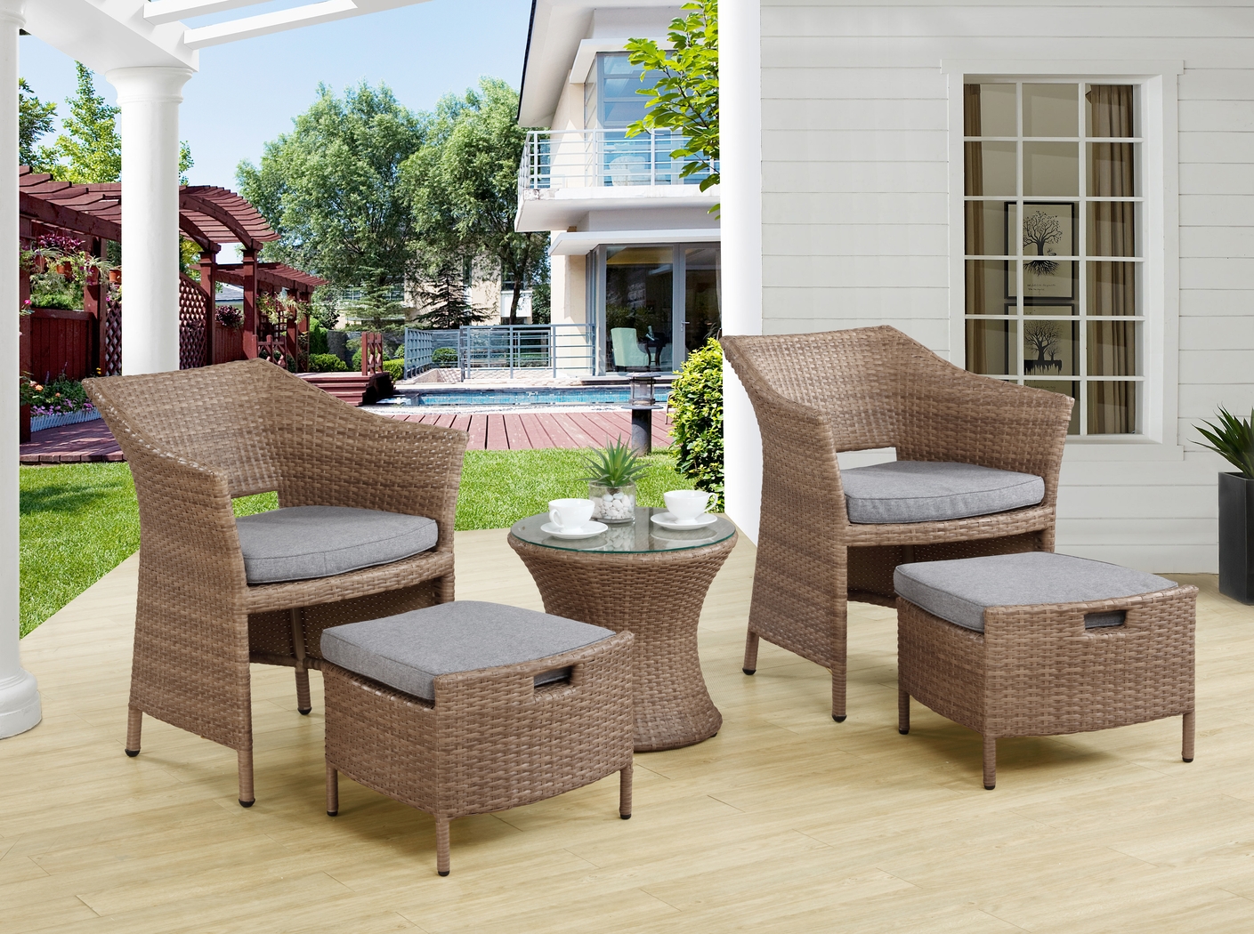 Gressom Brown 5 Pc Outdoor Seating Set - Thumbnail - Image 14