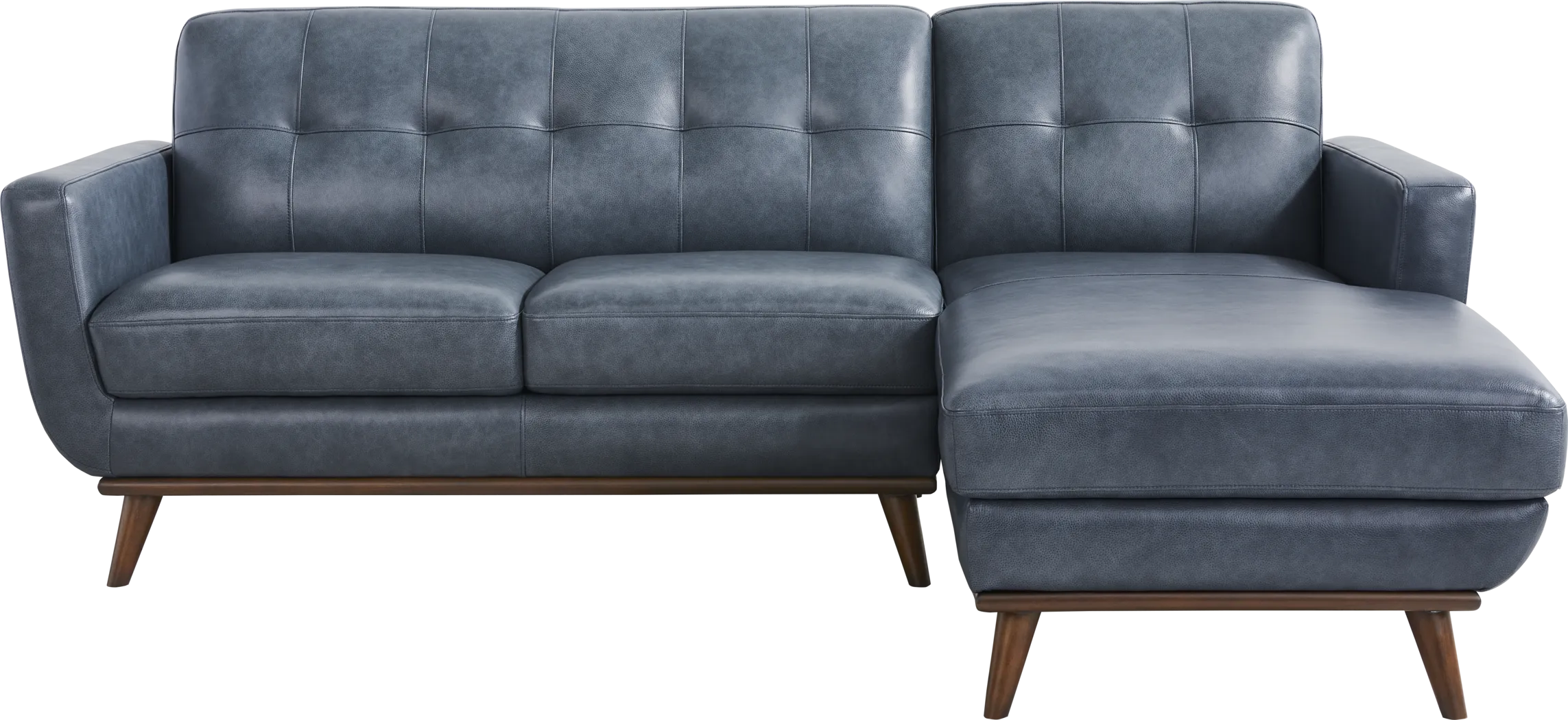 Greyson Blue Leather 2 Pc Sectional - Thumbnail - Image 1