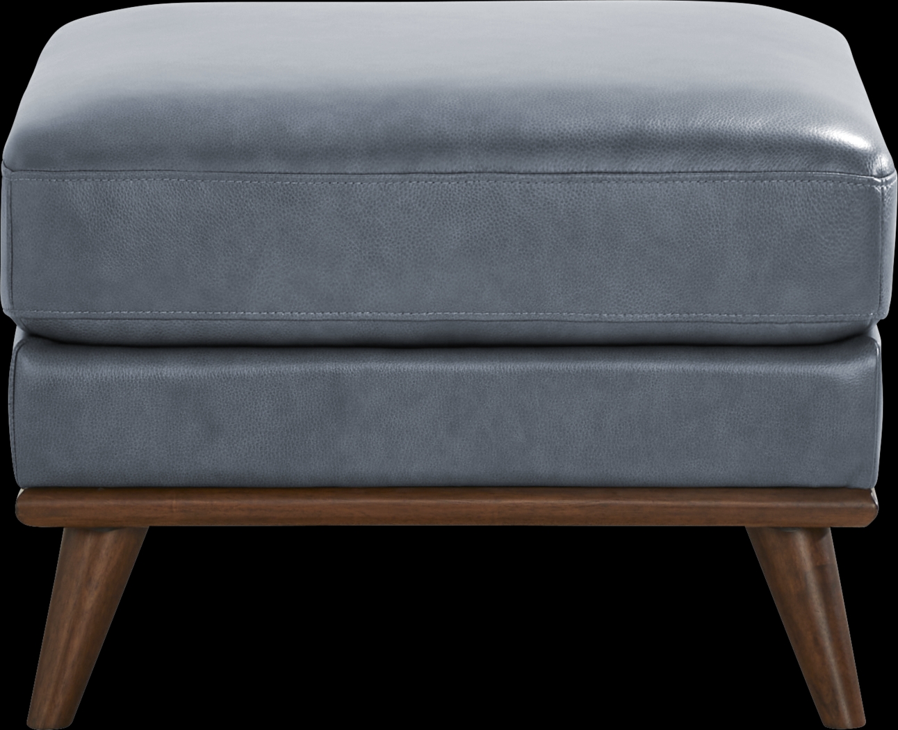 Greyson Blue Leather Ottoman - Thumbnail - Image 2