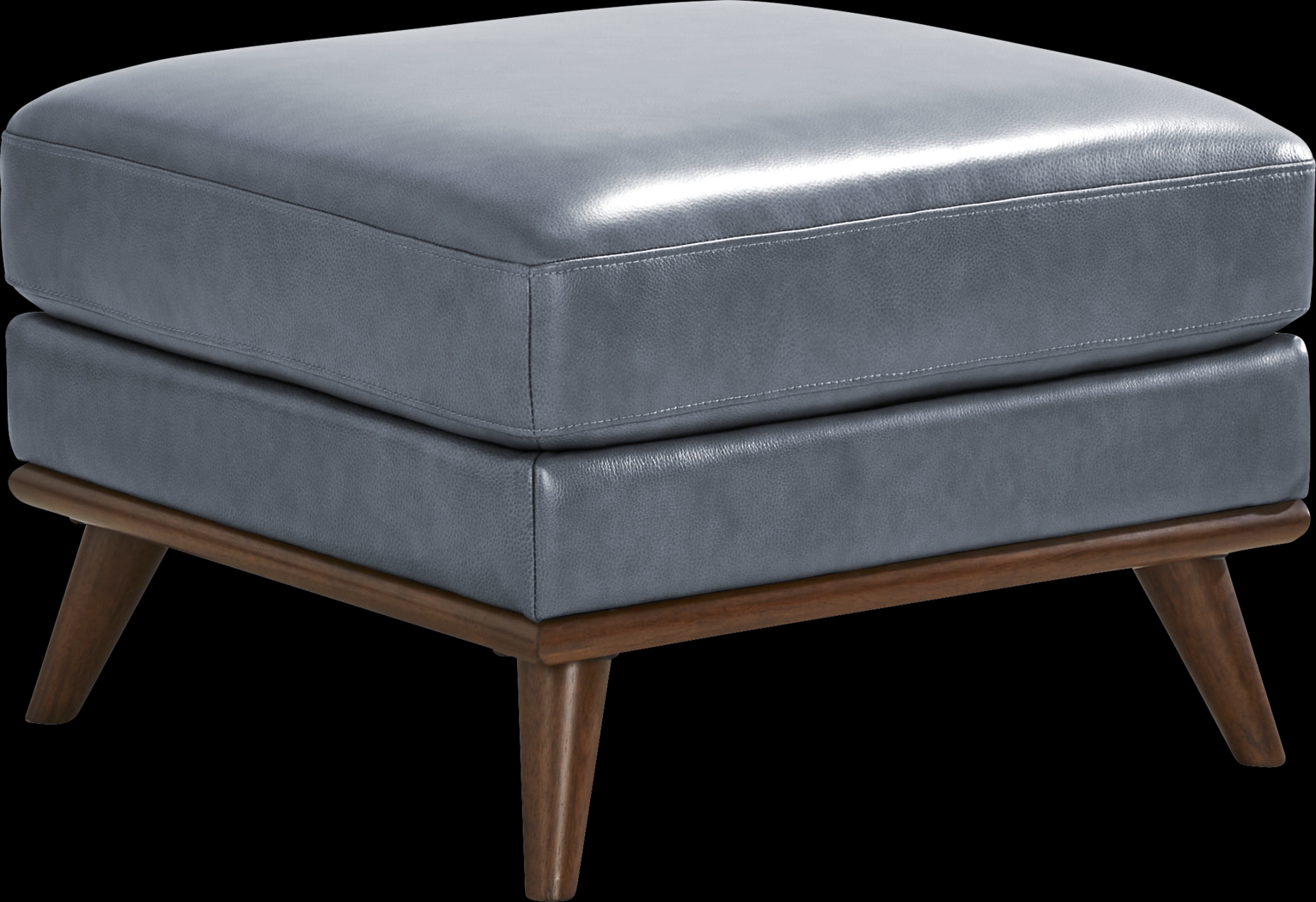 Greyson Blue Leather Ottoman - Thumbnail - Image 1