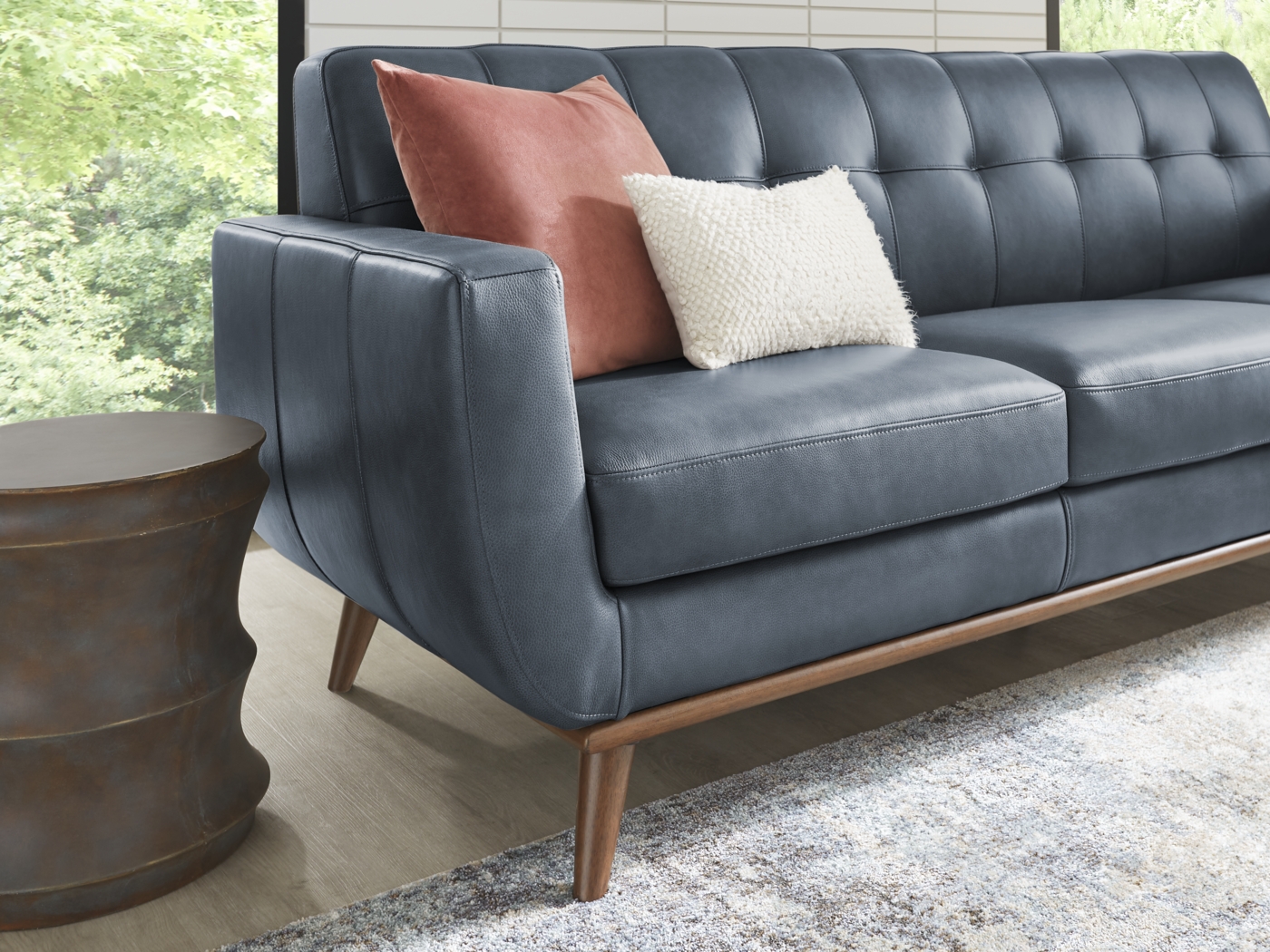 Greyson Blue Leather 3 Pc Living Room - Thumbnail - Image 2