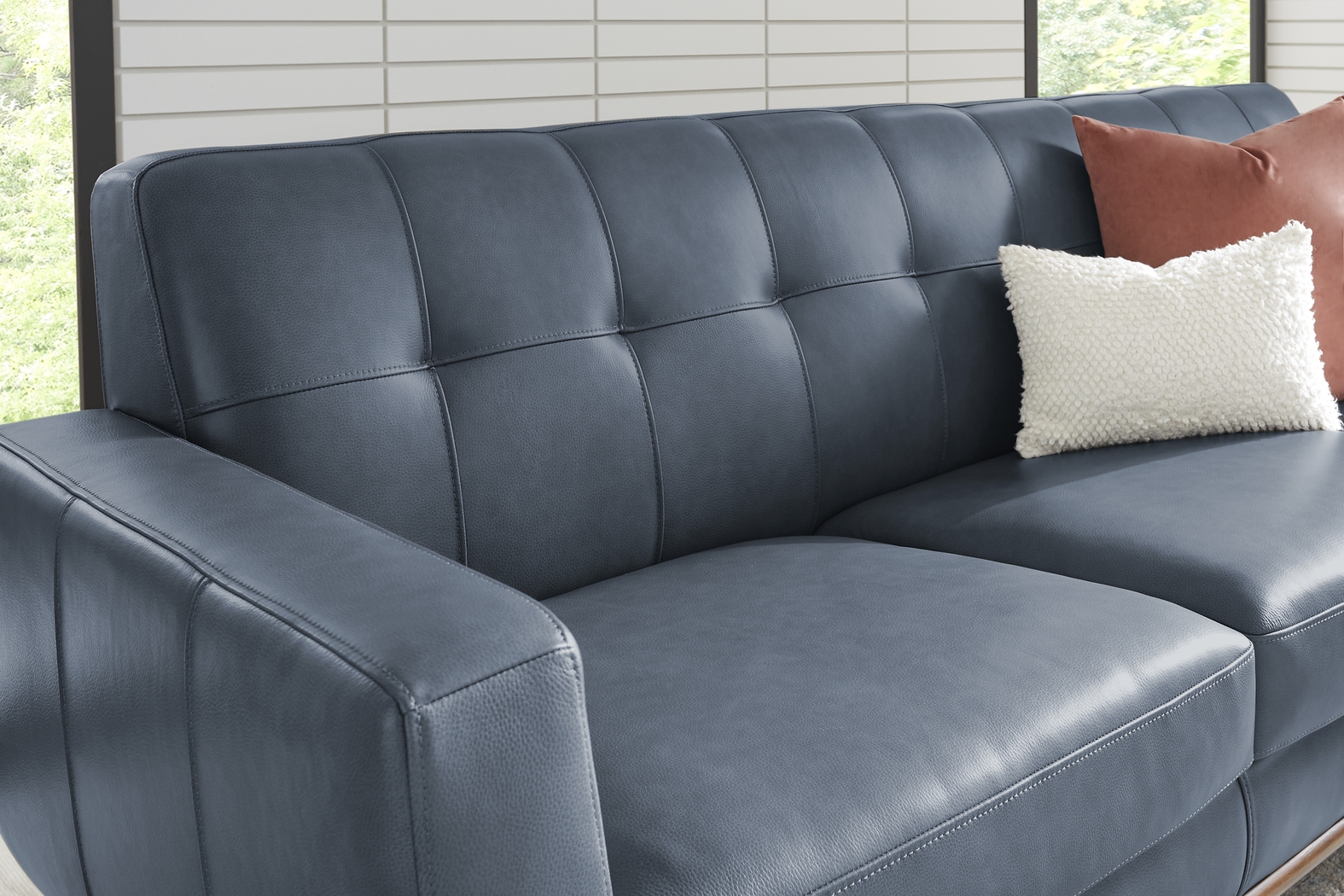 Greyson Blue Leather 3 Pc Living Room - Thumbnail - Image 3