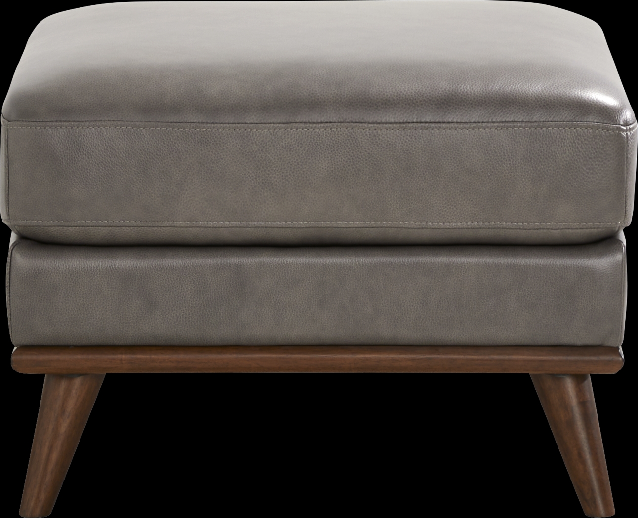Greyson Gray Leather Ottoman - Thumbnail - Image 2