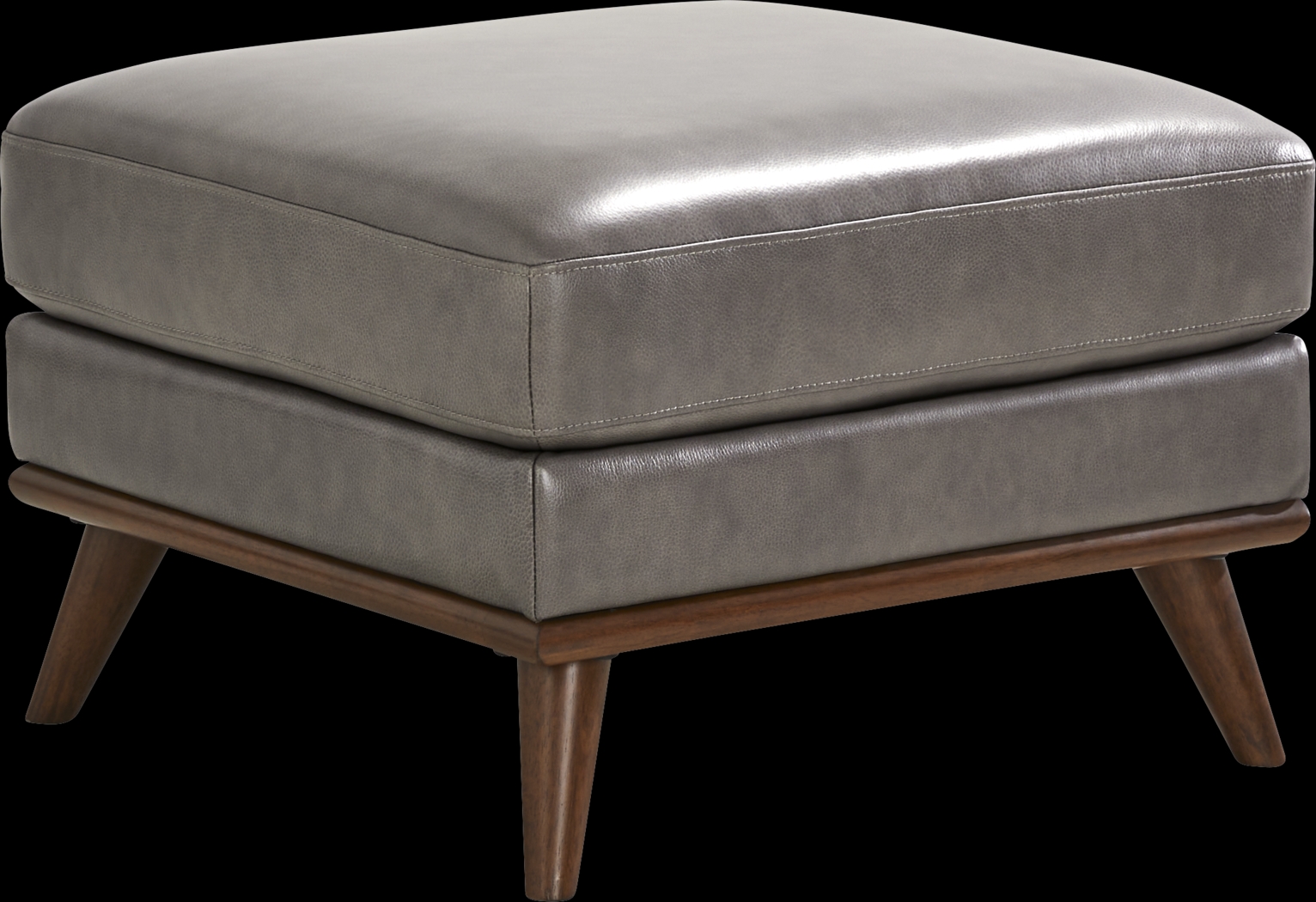Greyson Gray Leather Ottoman - Thumbnail - Image 1