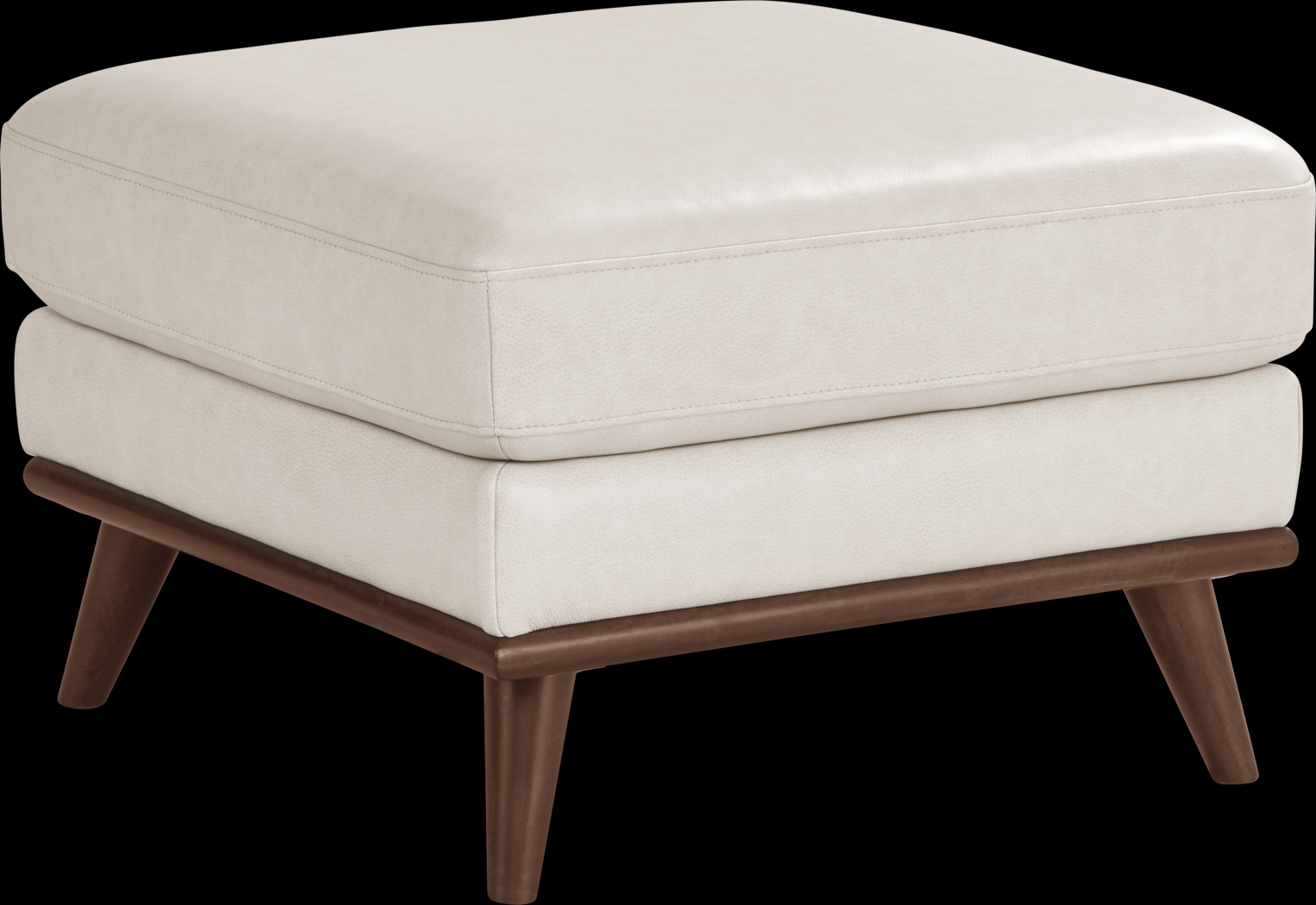 Greyson Ivory Leather Ottoman - Thumbnail - Image 1