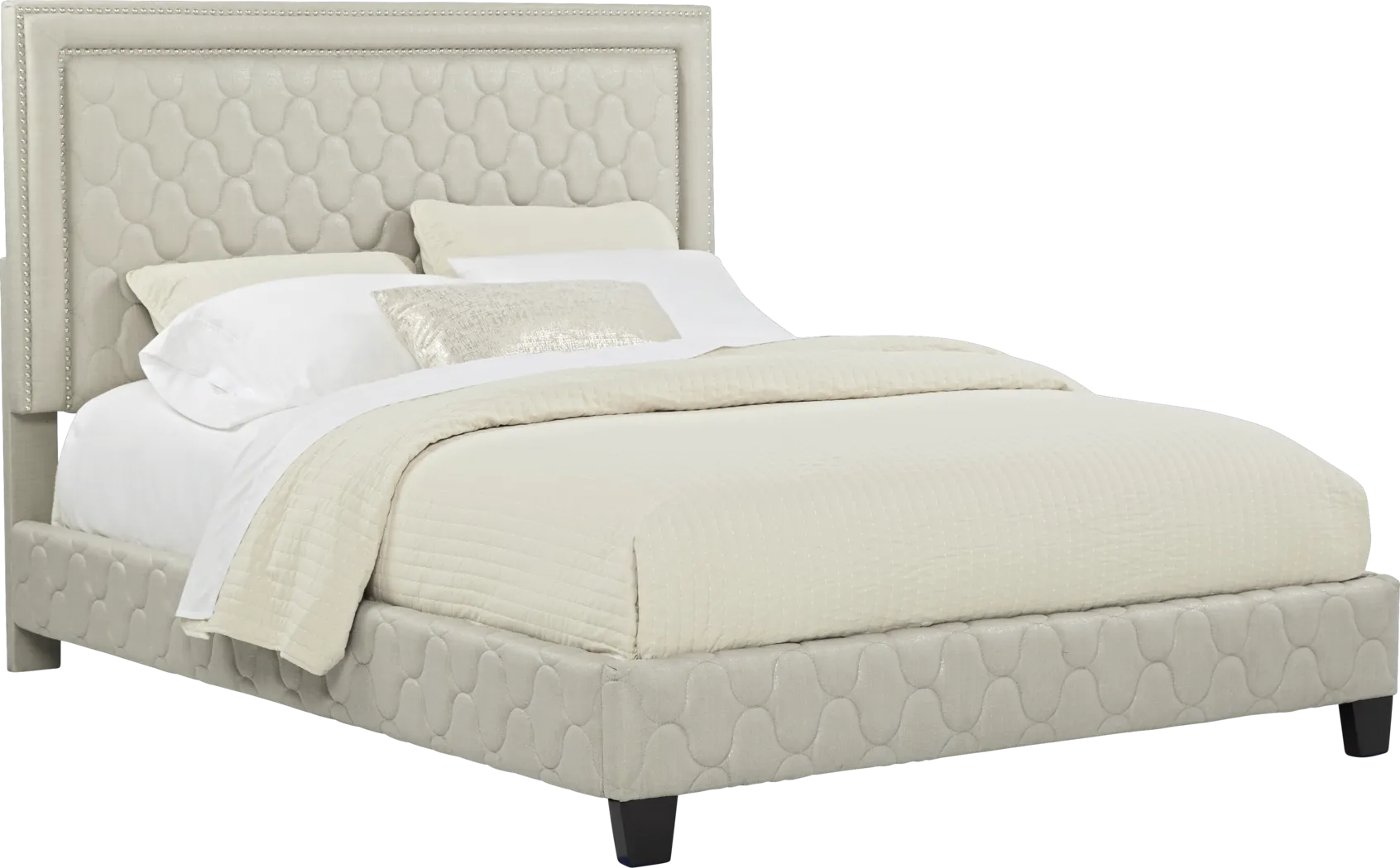 Grier Champagne 3 Pc Queen Upholstered Bed - Thumbnail - Image 2