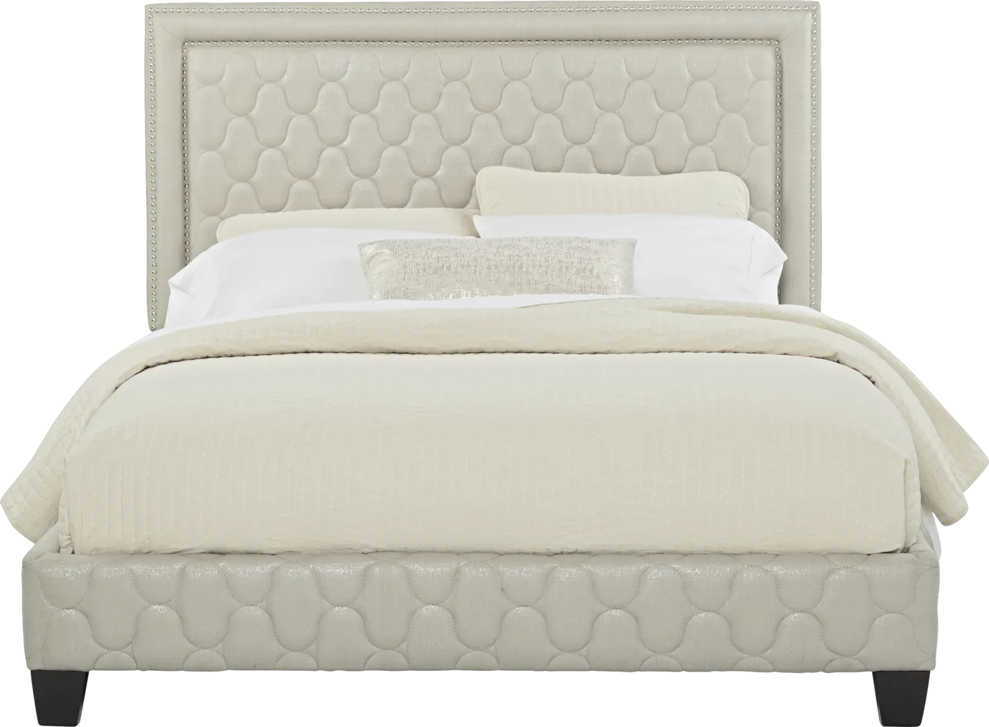 Grier Champagne 3 Pc Queen Upholstered Bed - Thumbnail - Image 1