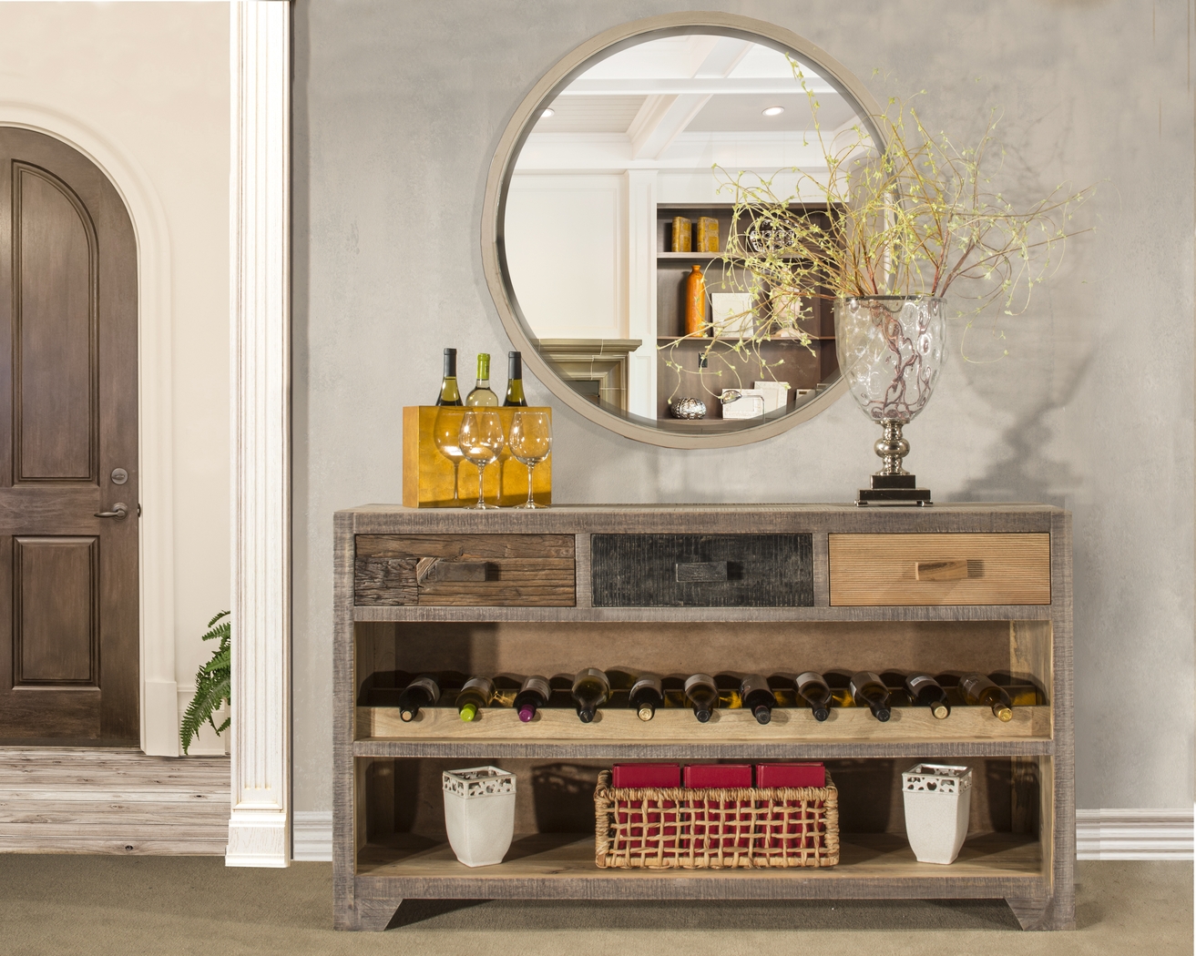 Grove Town Brown 60 in. Wine Console - Thumbnail - Image 3