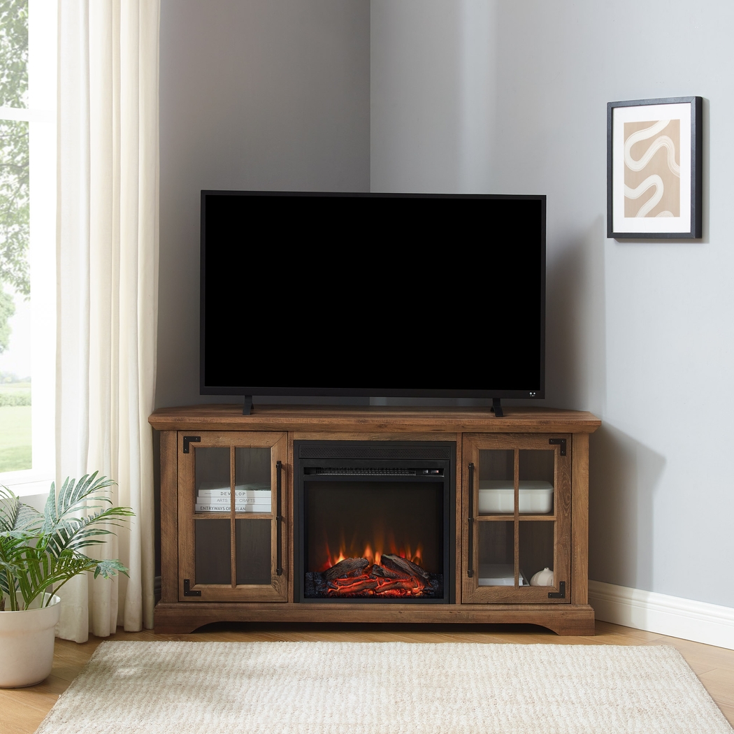 Grovecenter Oak 54 in. Console, With Electric Fireplace - Thumbnail - Image 2