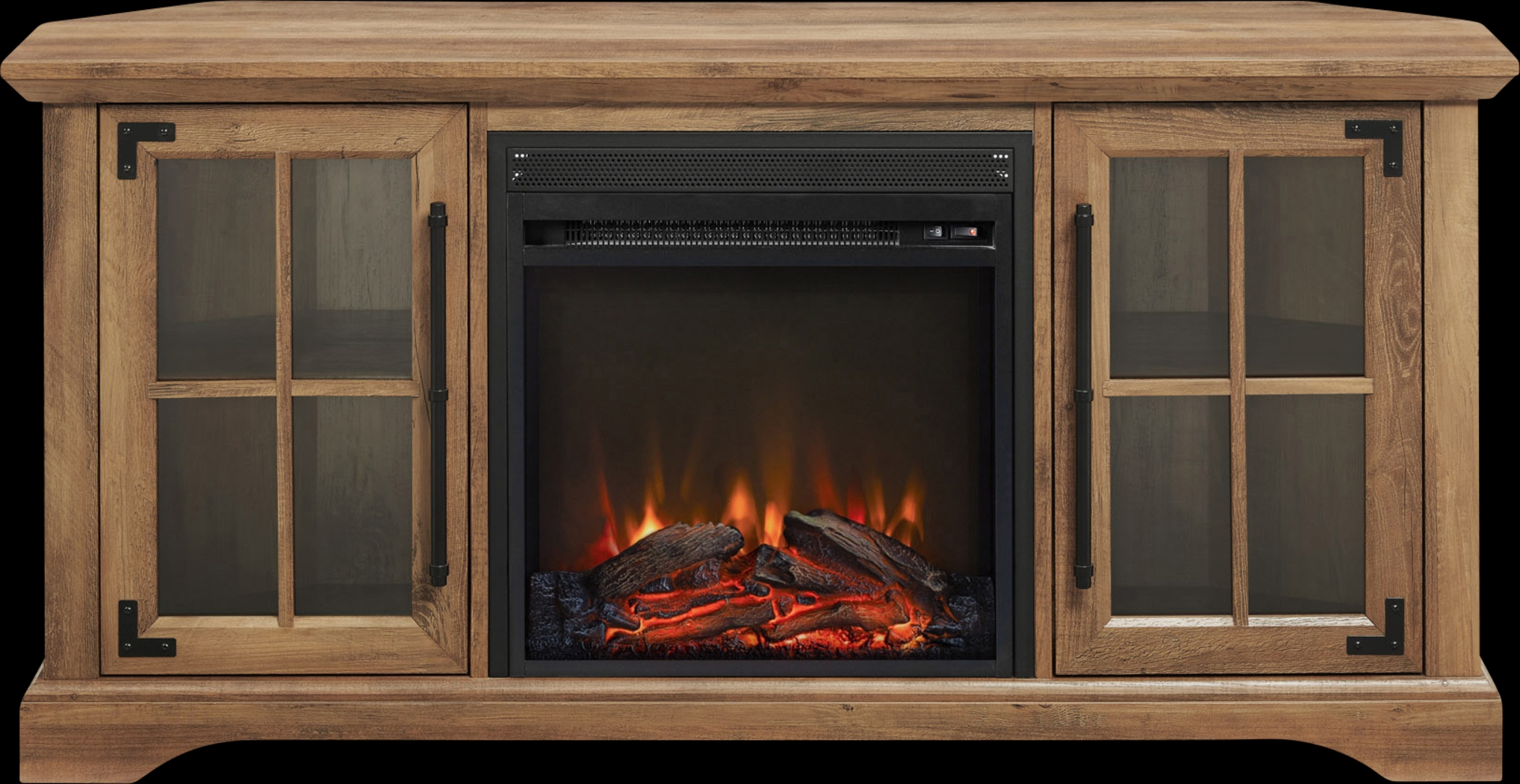 Grovecenter Oak 54 in. Console, With Electric Fireplace - Thumbnail - Image 1