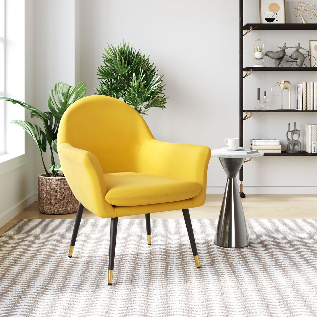 Guillemot Yellow Accent Chair - Thumbnail - Image 2